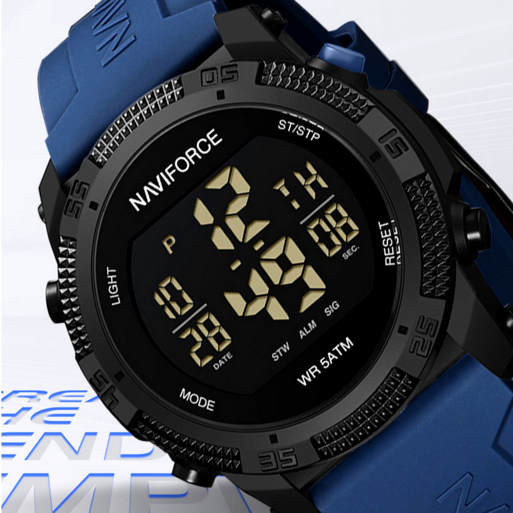 Relogio Esportivo Digital Impermeavel Pulseira de Silicone Casual  Azul 7