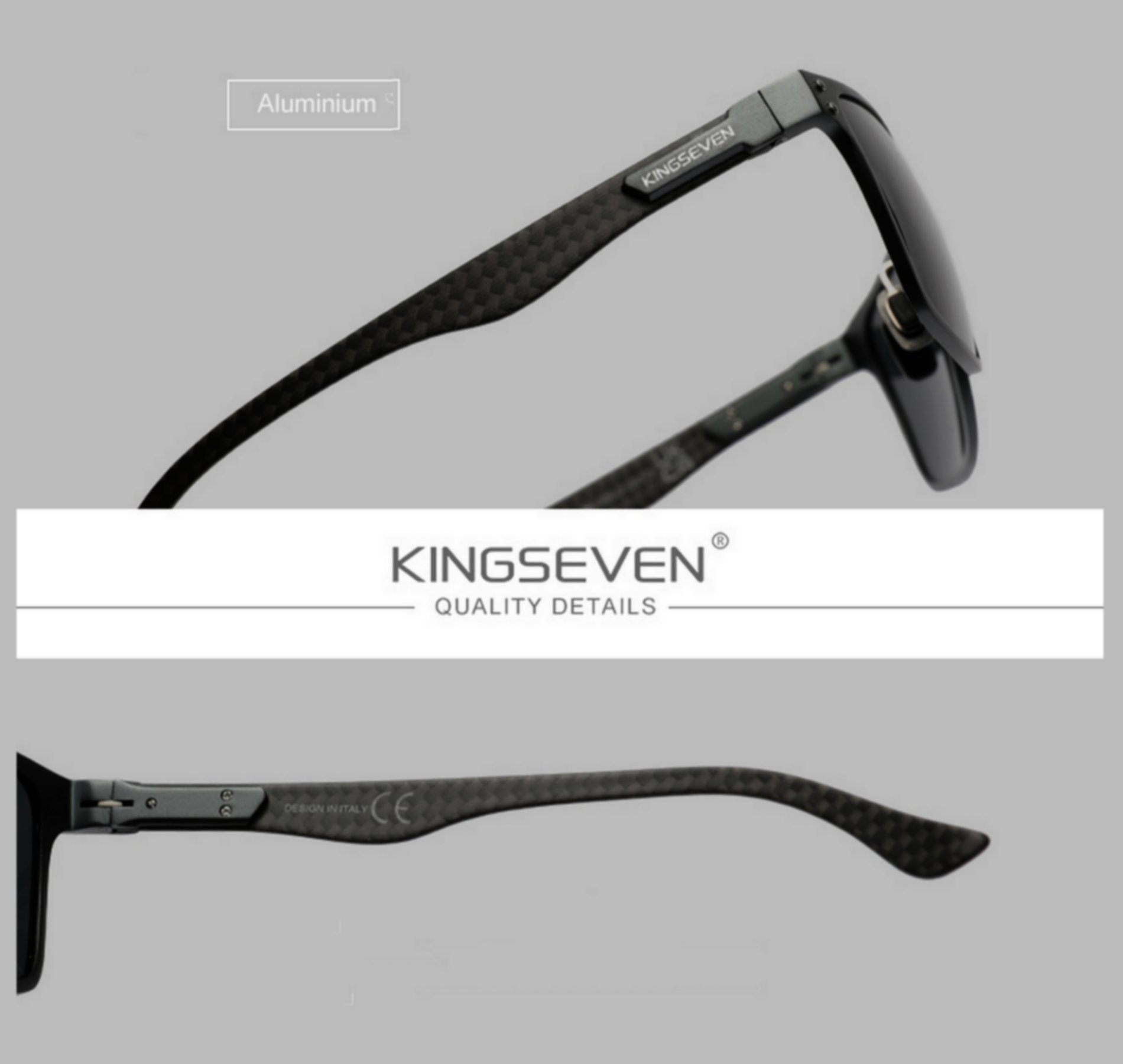 Oculos de Sol Unissex  de Aluminio Polarizado Design Retangular Protecao UV400 Preto 3
