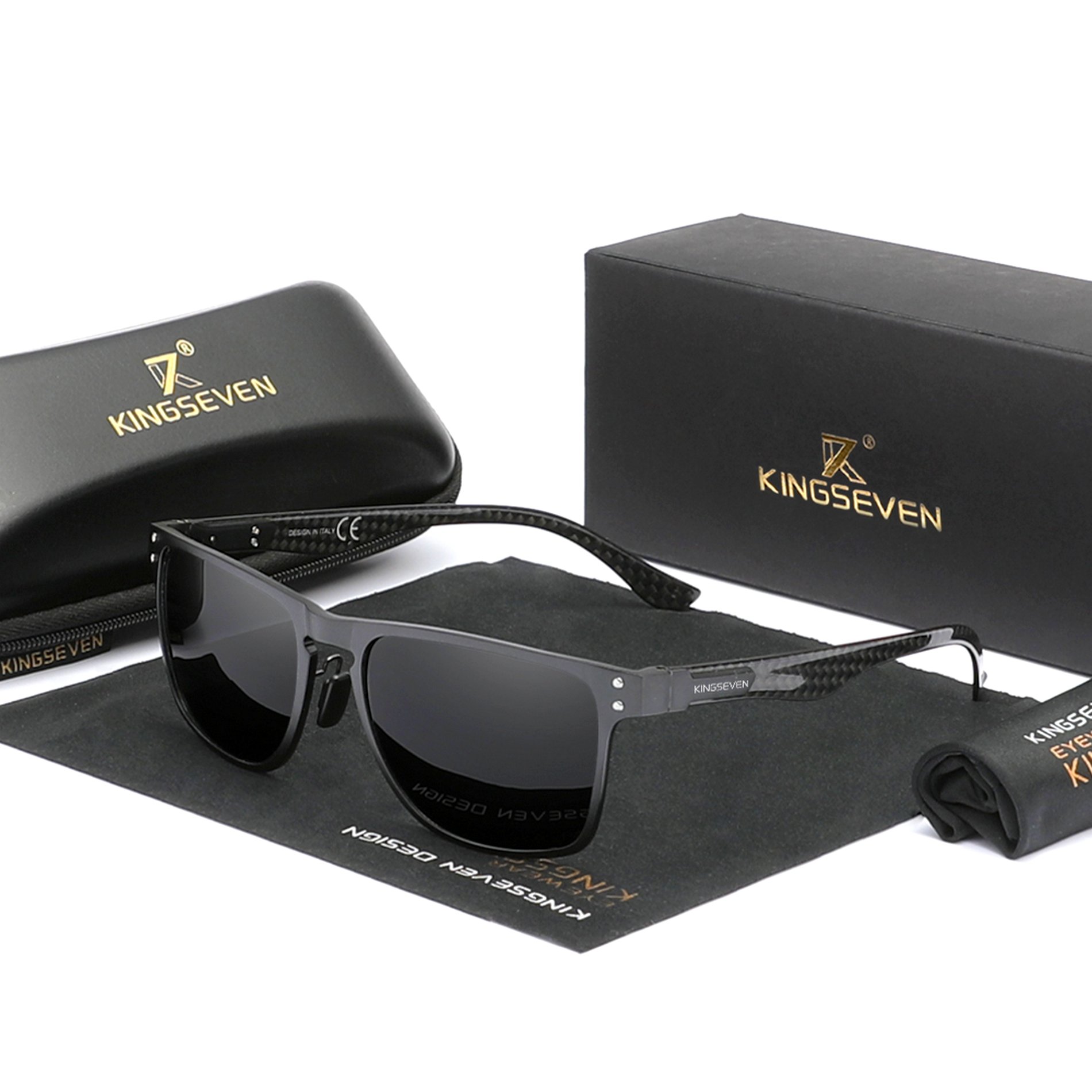Oculos de Sol Unissex  de Aluminio Polarizado Design Retangular Protecao UV400 Preto 4