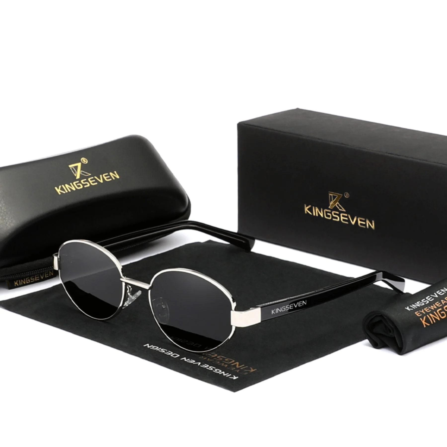 Oculos de Sol Unissex Polarizado Design Retro Oval com Protecao Uv400 Prata 4