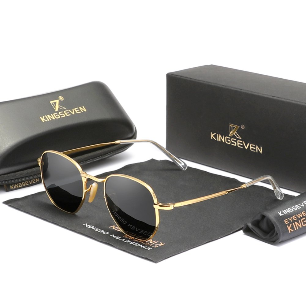 Oculos de Sol Unissex Polarizado Design Retro Protecao Uv400 Dourado 4