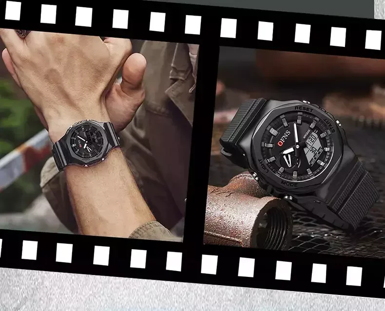 Relogio Militar Estilo ofns para Homem, LED Impermeavel, Cronografo Digital Preto 3