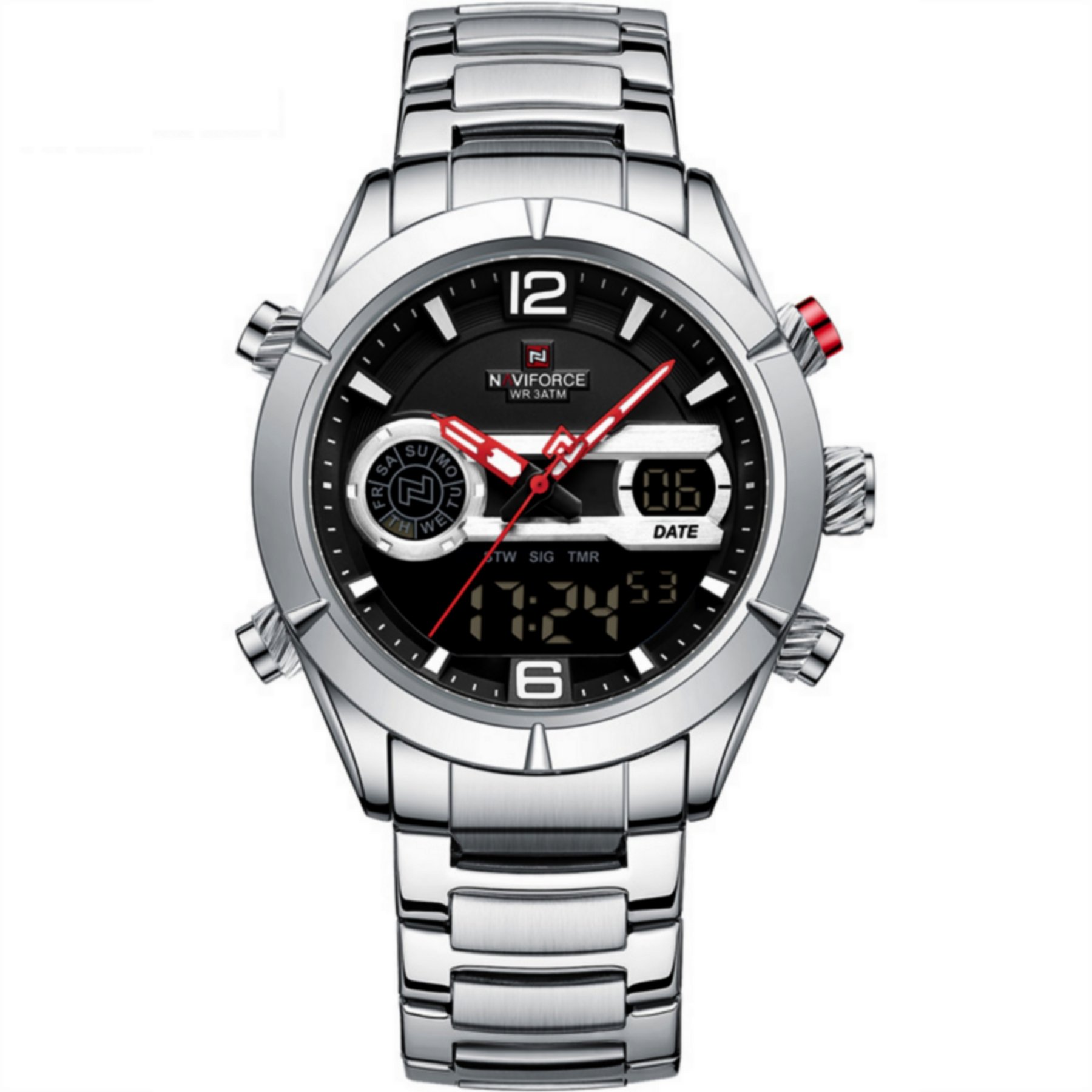 Relogio Impermeavel Digital Masculino Esportivo Duplo Display  Vermelho 1