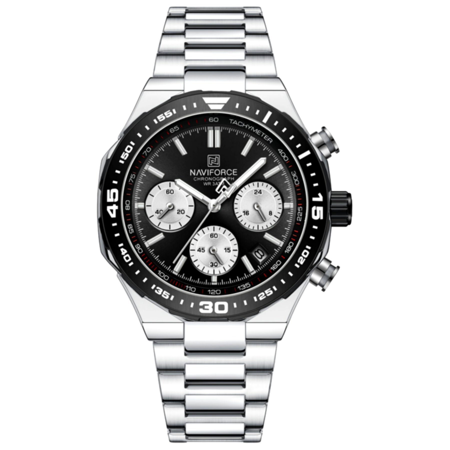 Relogio de Pulso Masculino de Quartzo Design Casual Esportivo Luminoso Impermeavel  Prata 1