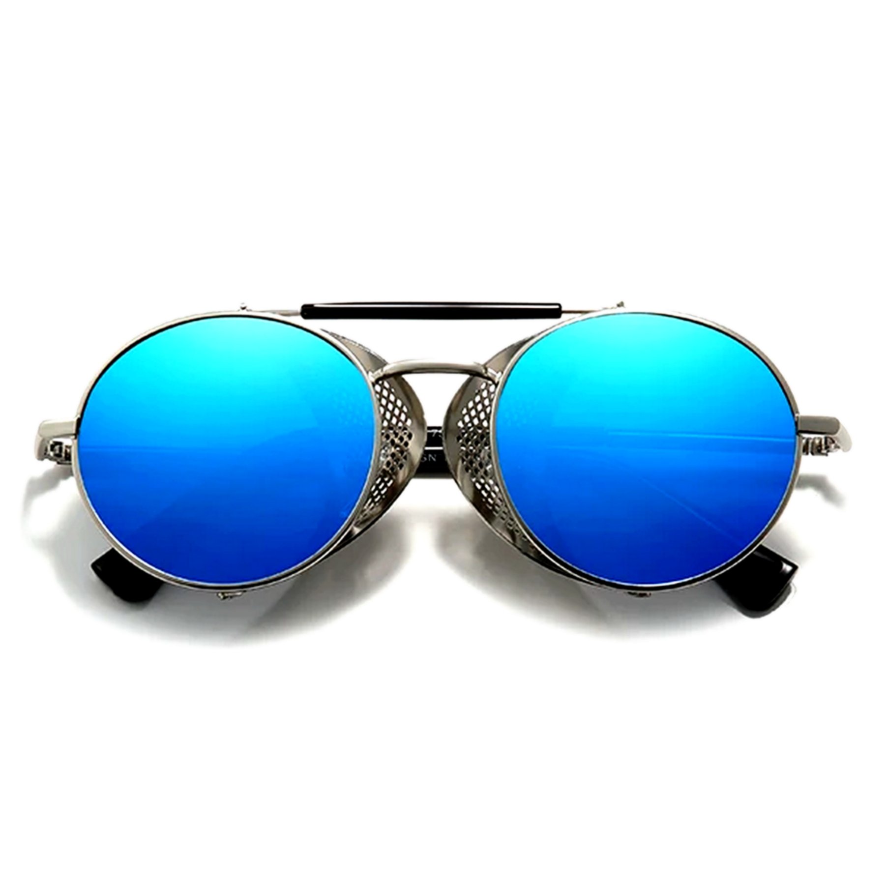 Oculos De Sol Steampunk Redondo Unissex Polarizado Uv400 Azul 2