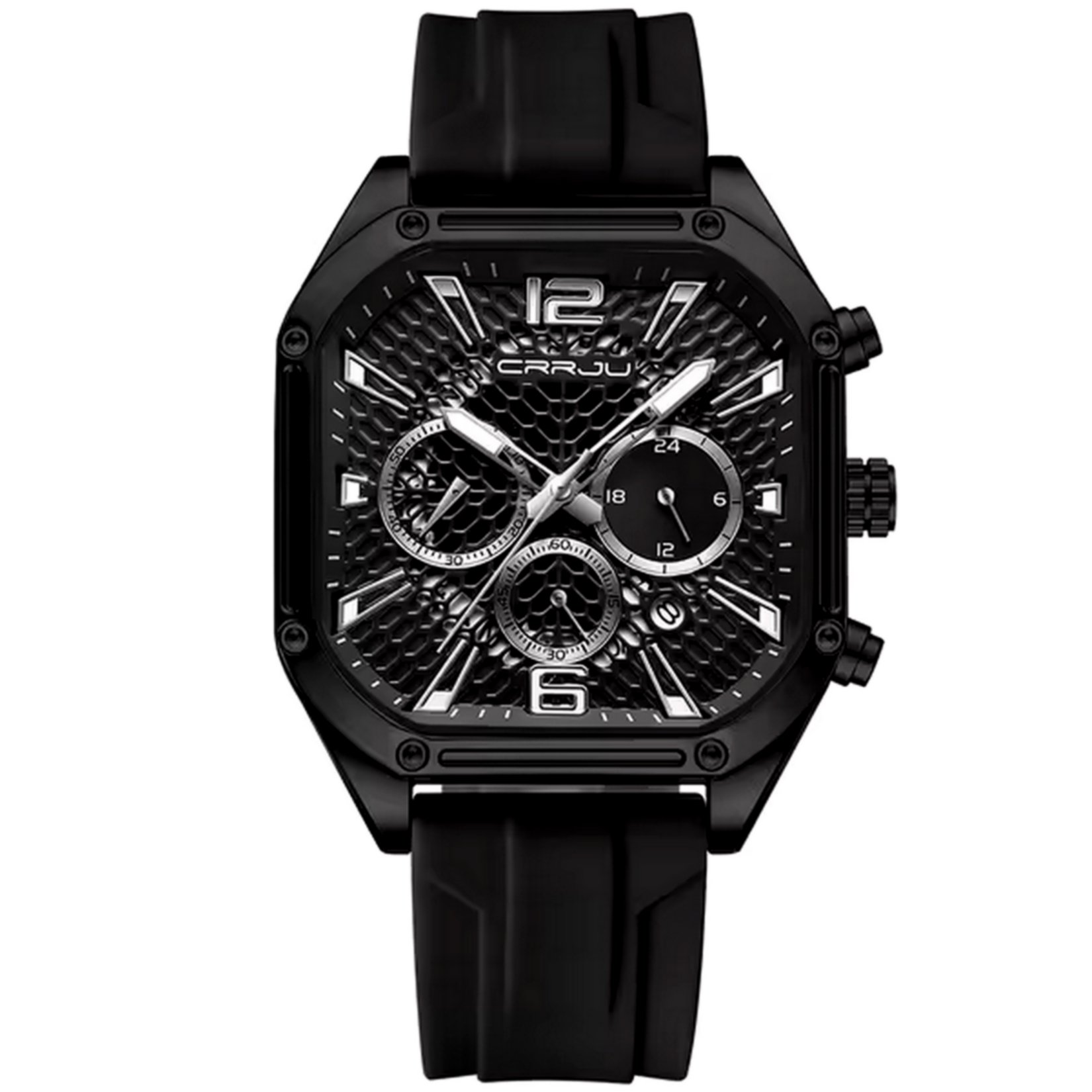  Relogio Esportivo Masculino Quartzo Pulseira de Silicone Impermeavel 3atm  Preto 1
