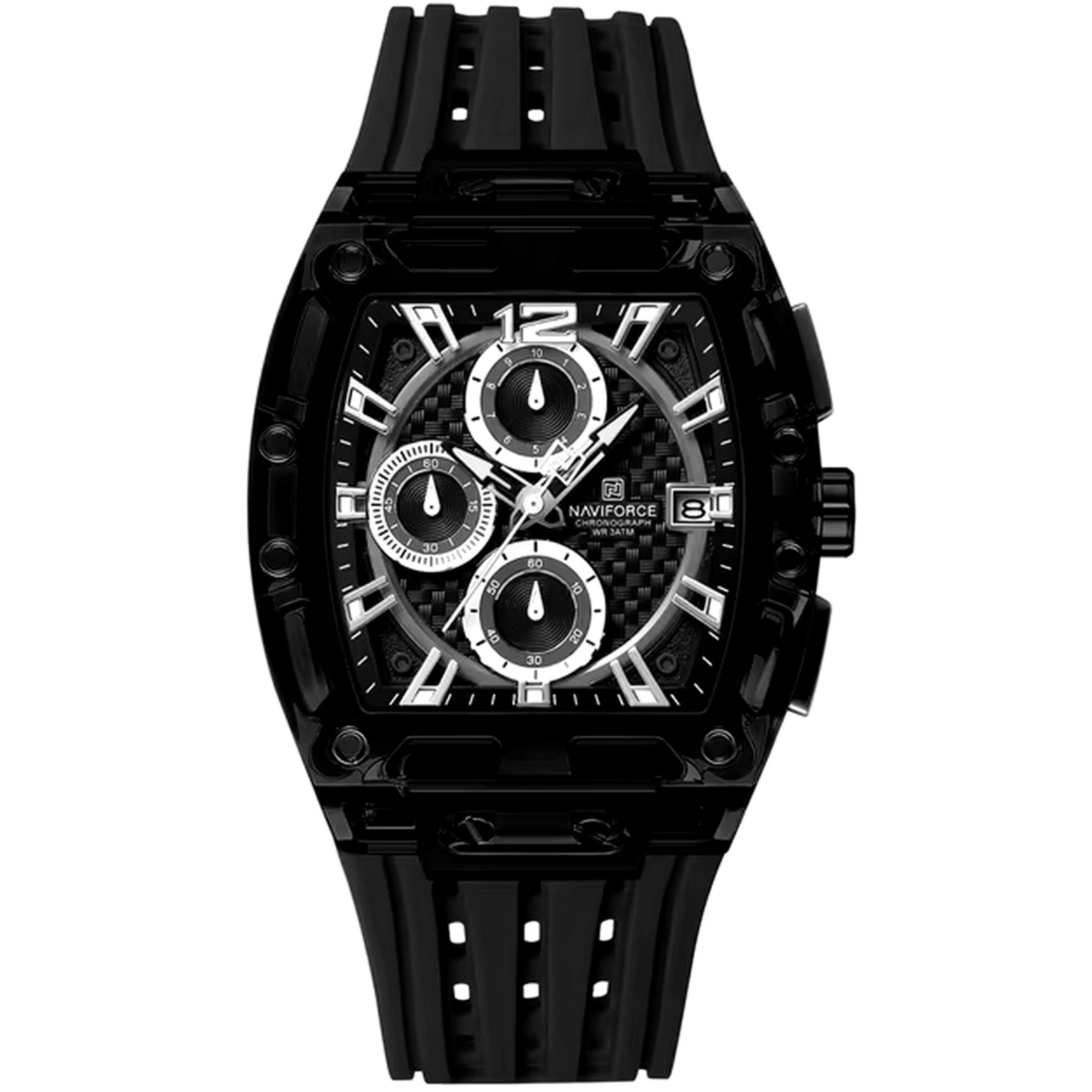 Relogio de Pulso de Silicone Tonneau Relogio Esportivo Impermeavel 3atm Preto 1