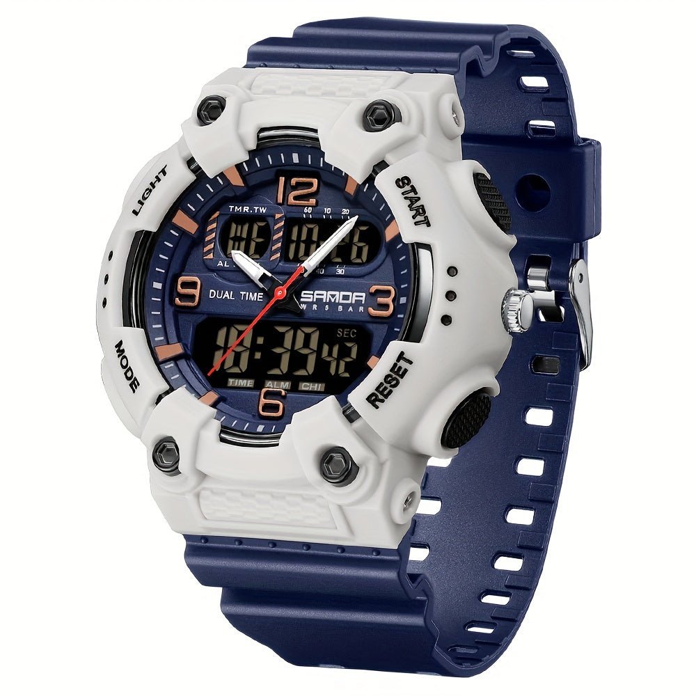 Relogio Esportivo de Moda Masculino sanda - A Prova Dagua Branco/Azul 2