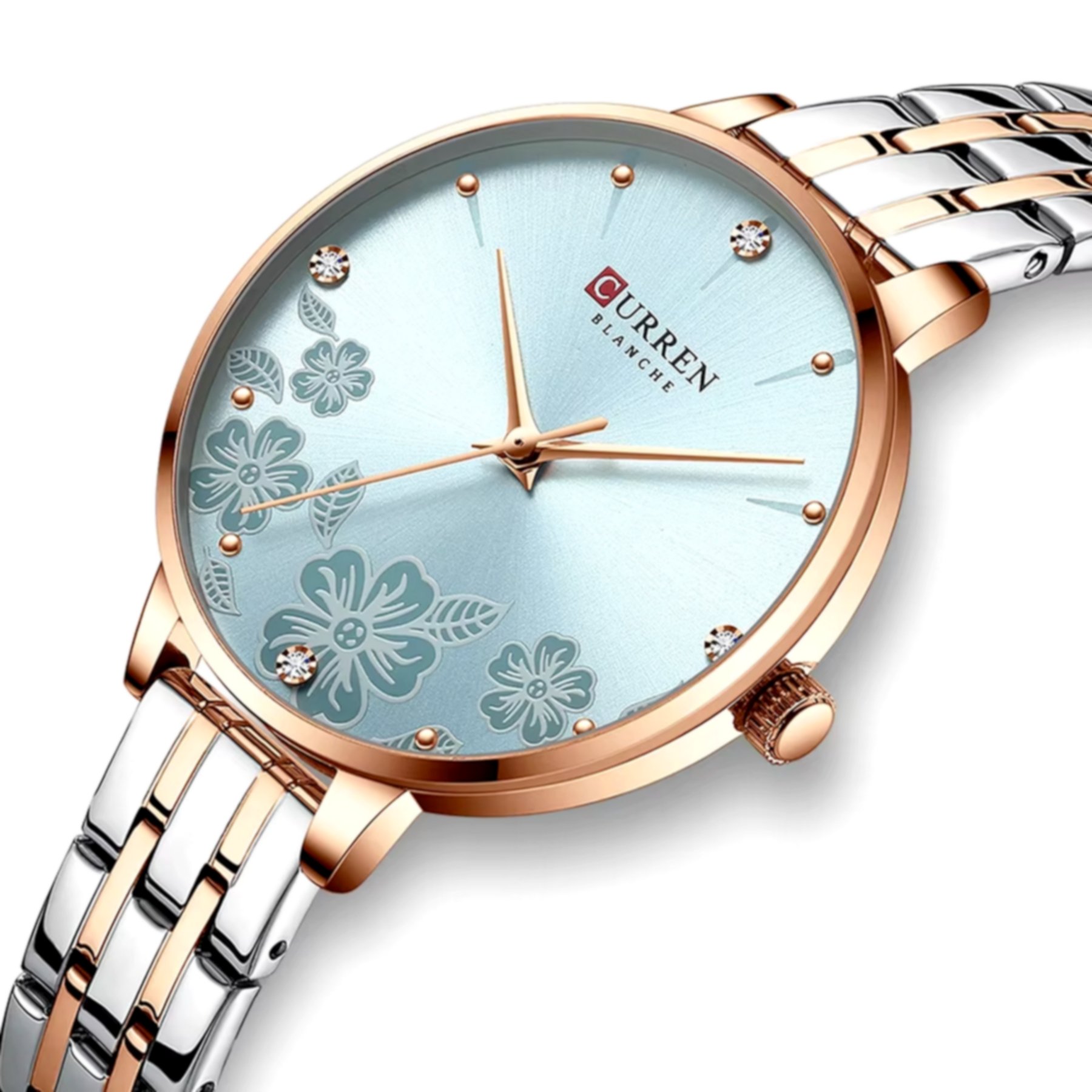 Relogio Feminino em Aco Inoxidavel de Quartzo Ultra Fino Romantico Impermeavel 3atm  Azul 2