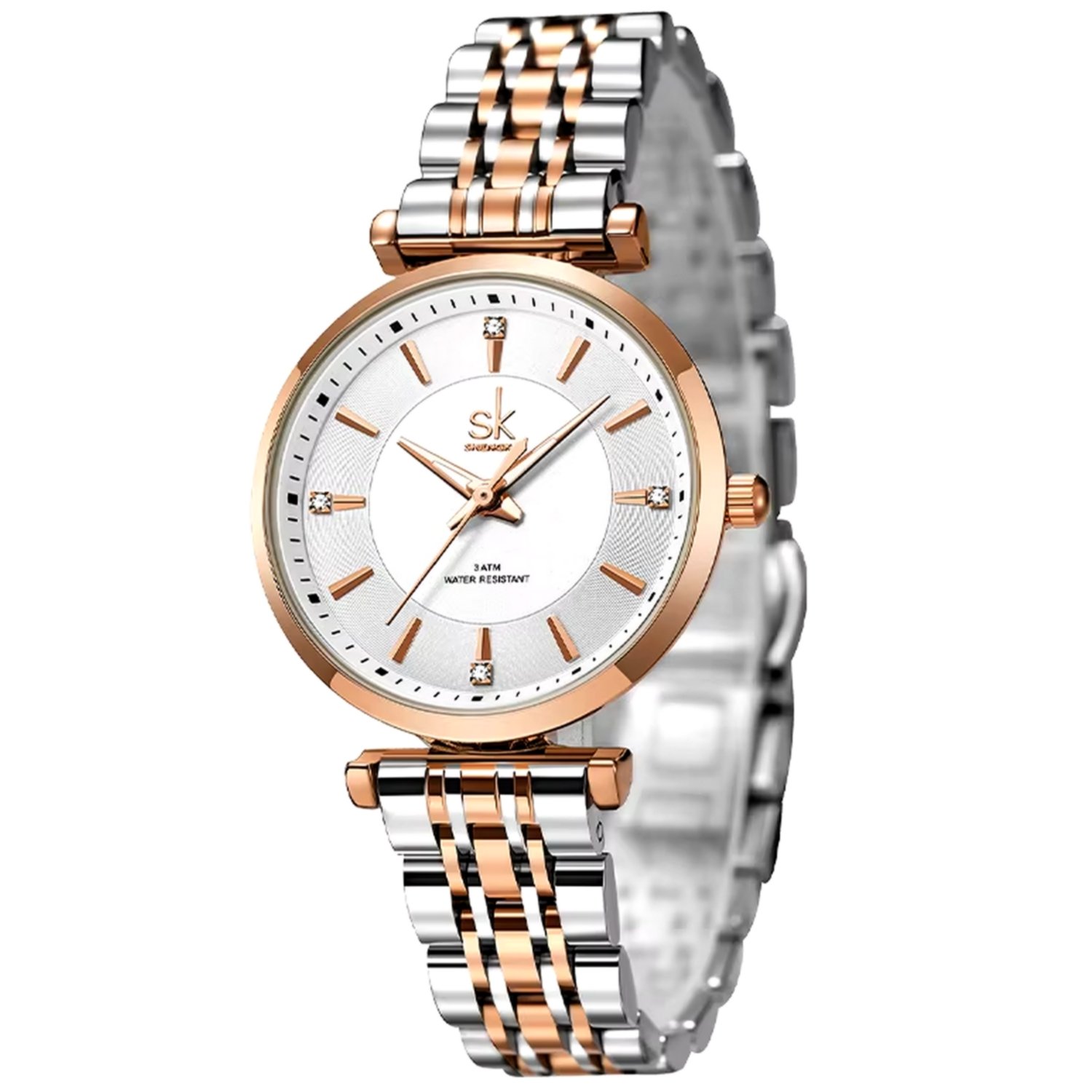 Relogio de Pulso Feminino Casual Ultra Fino em Aco Inoxidavel Impermeavel 3atm  Rose Gold 2