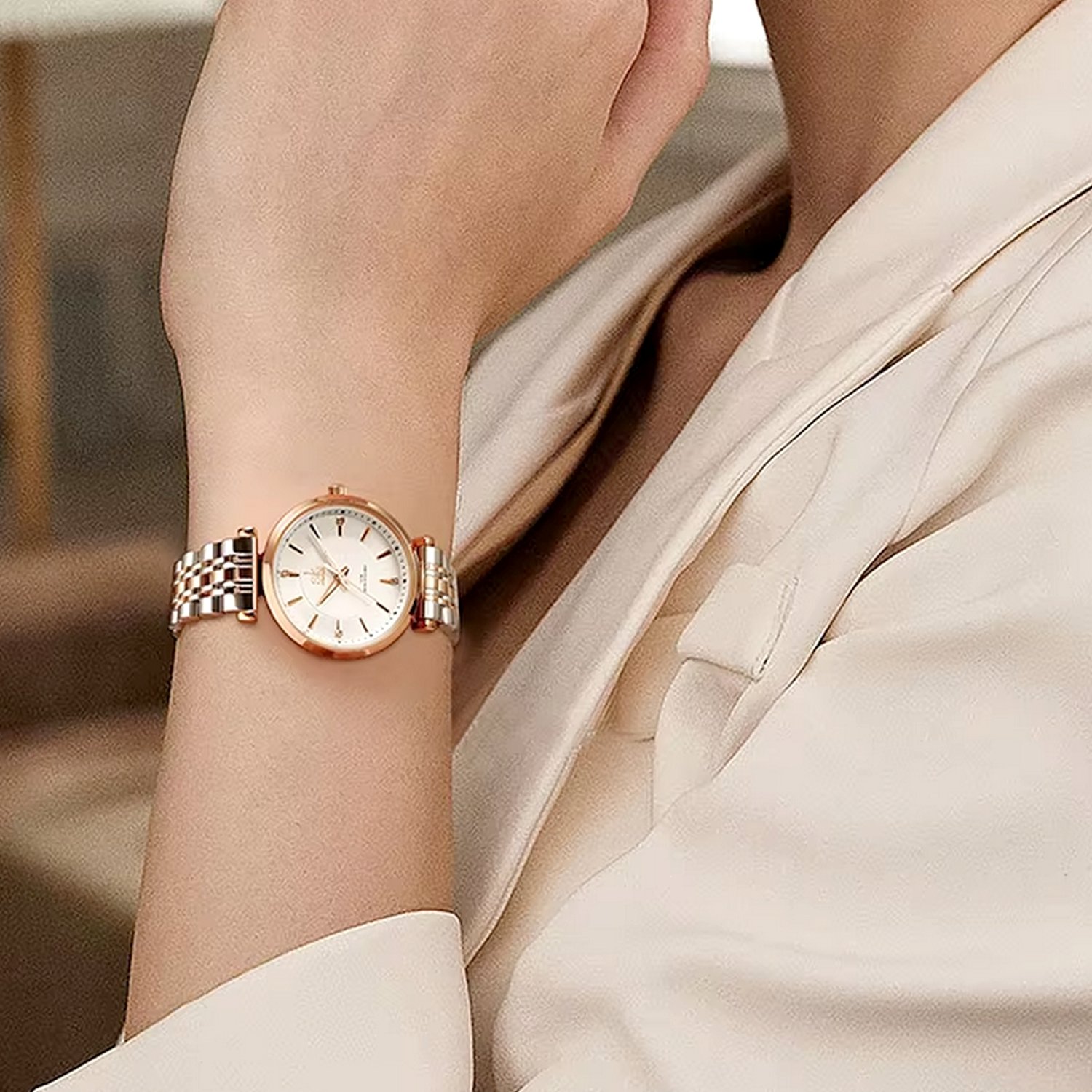 Relogio de Pulso Feminino Casual Ultra Fino em Aco Inoxidavel Impermeavel 3atm  Rose Gold 4