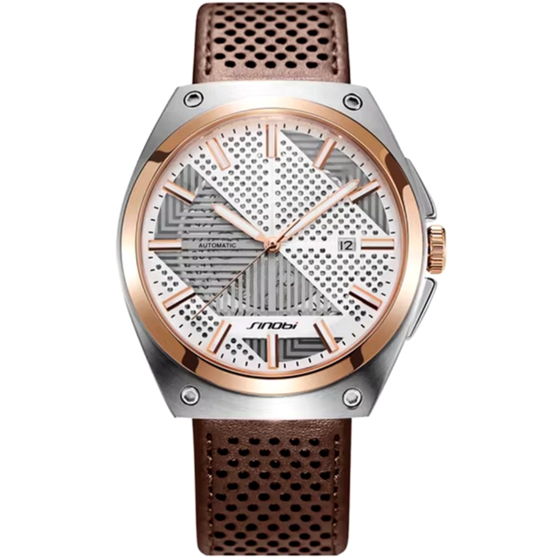 Relogio de Pulso Masculino Mecanico Esportivo Automatico A prova Dagua Dourado 1