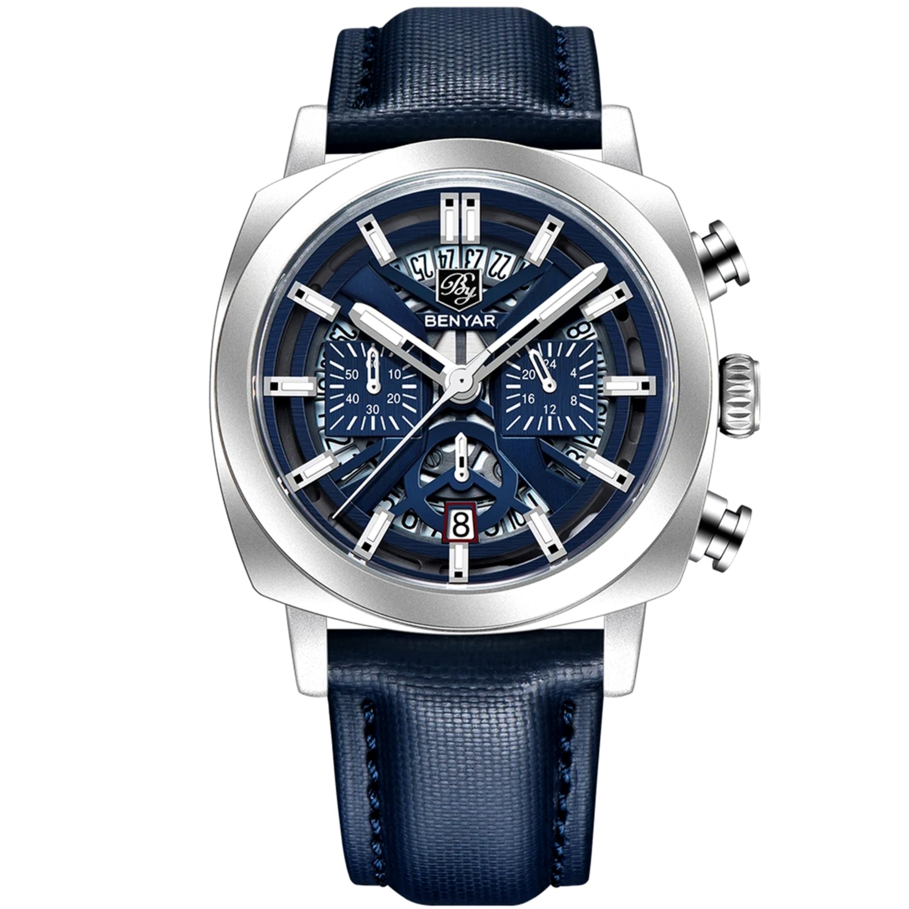 Relogio de Quartzo Mostrador Luminoso Benyar Masculino Design Tonneau Impermeavel 