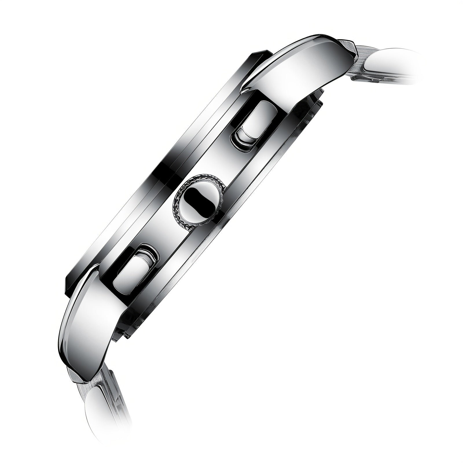 Relogio classico para cavalheiros: Relogio automatico de luxo, com calendario multifuncional e  Prata 5