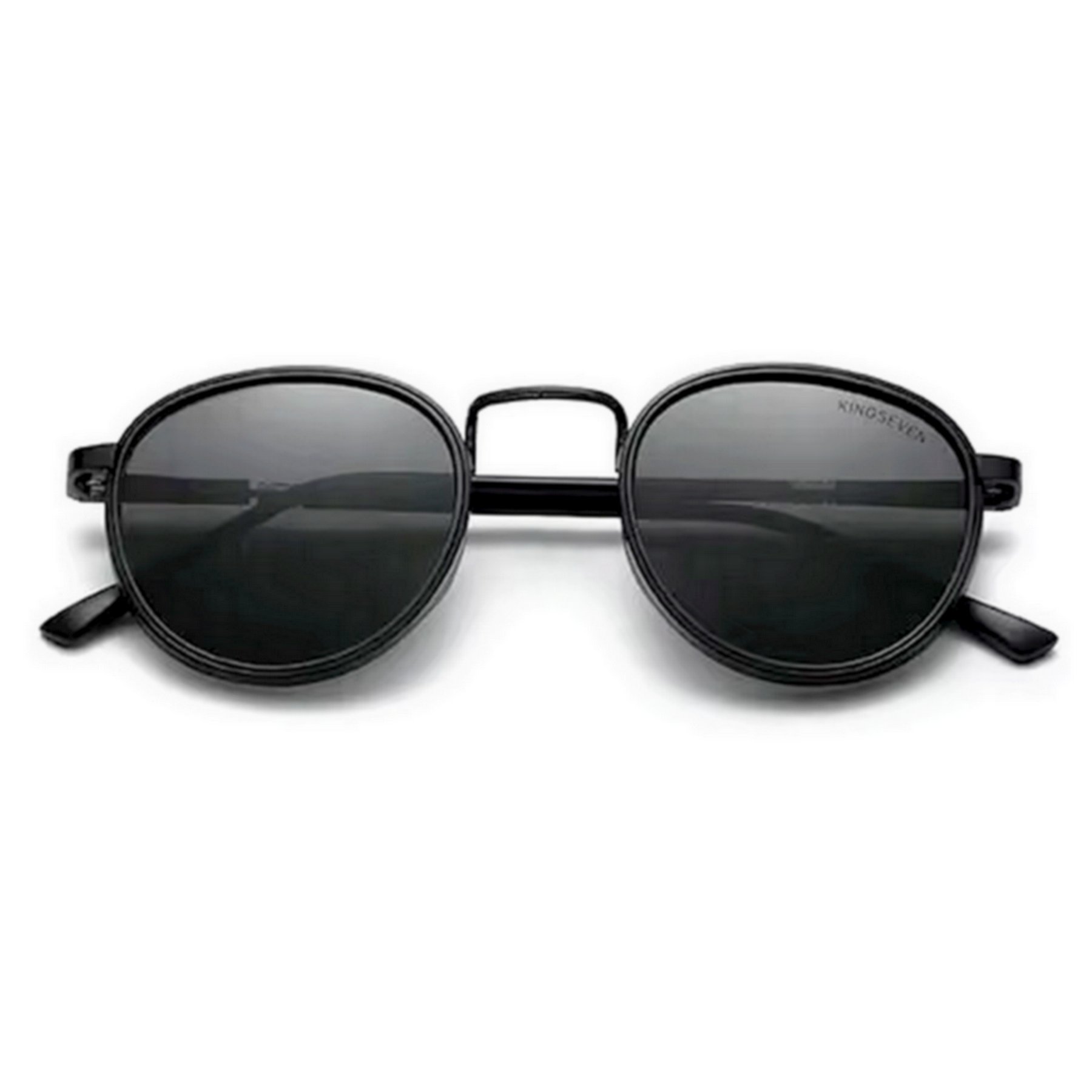Oculos de sol redondo para homens e mulheres, UV400 polarizado Moda Vintage Preto 2