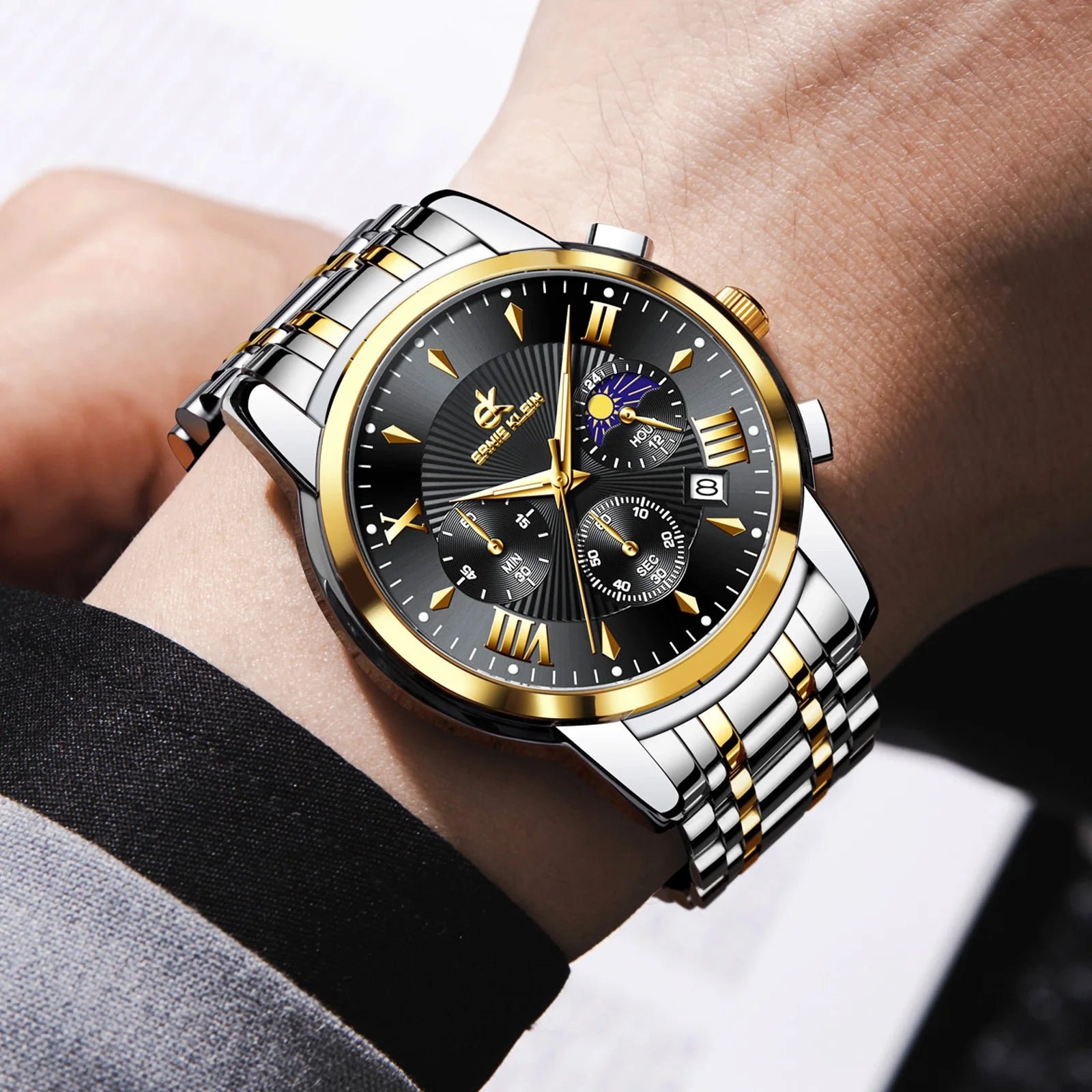 Relogios masculino marca superior multifuncional cronografo quartzo Multicores 4