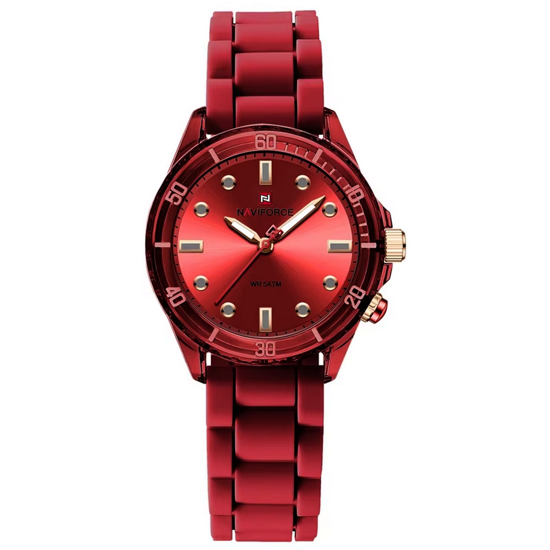 Relogio de quartzo feminino design casual pulseira de silicone 5atm a prova dagua Vermelho 1