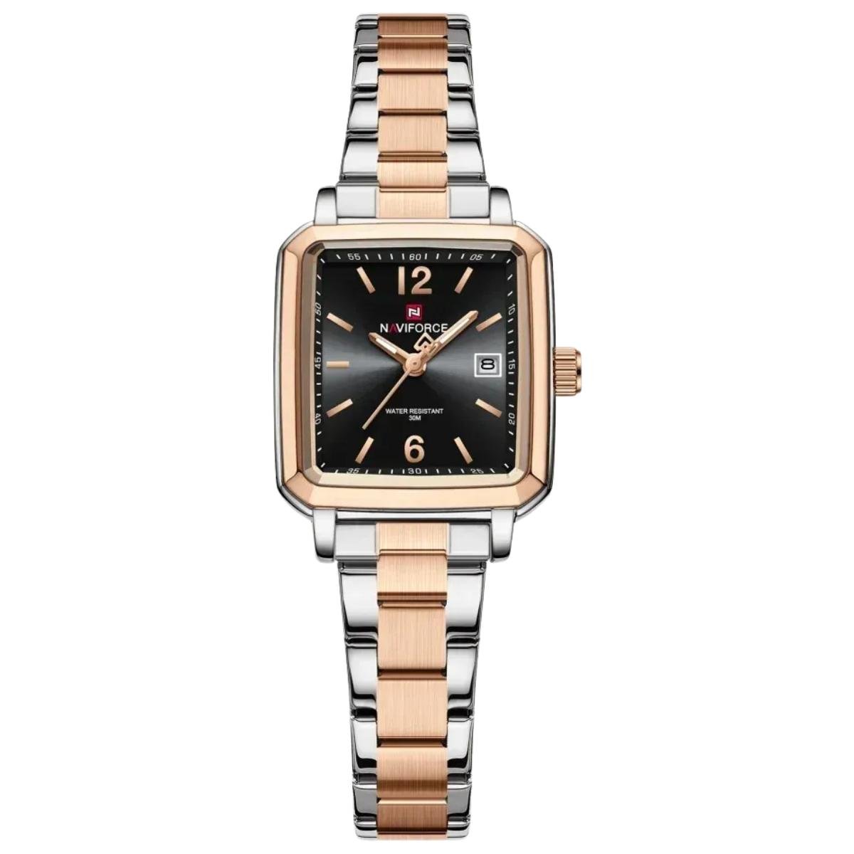 Relogio feminino design quadrado casual de quartzo impermeavel de aco inoxidavel