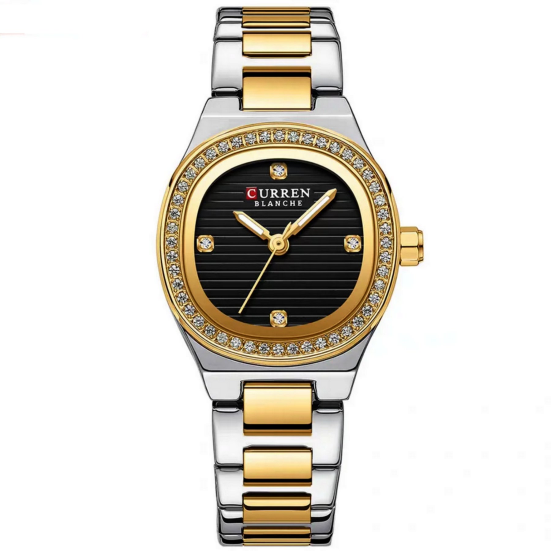Relogio feminino casual de quartzo com strass em aco inoxidavel impermeavel 3atm