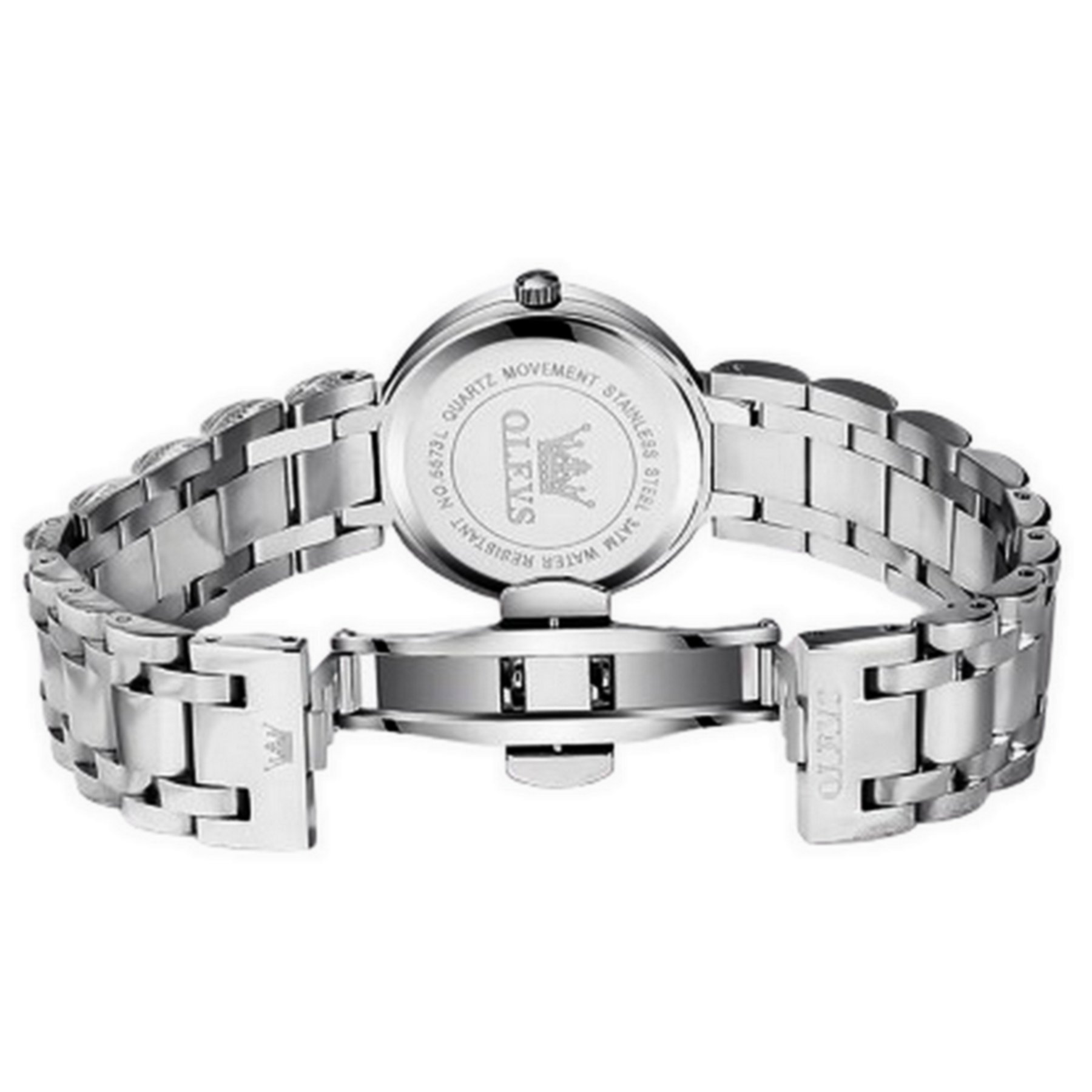Relogio Feminino de Quartzo Minimalista com Strass em Aco Inoxidavel A Prova Dagua Prata/Preto 2