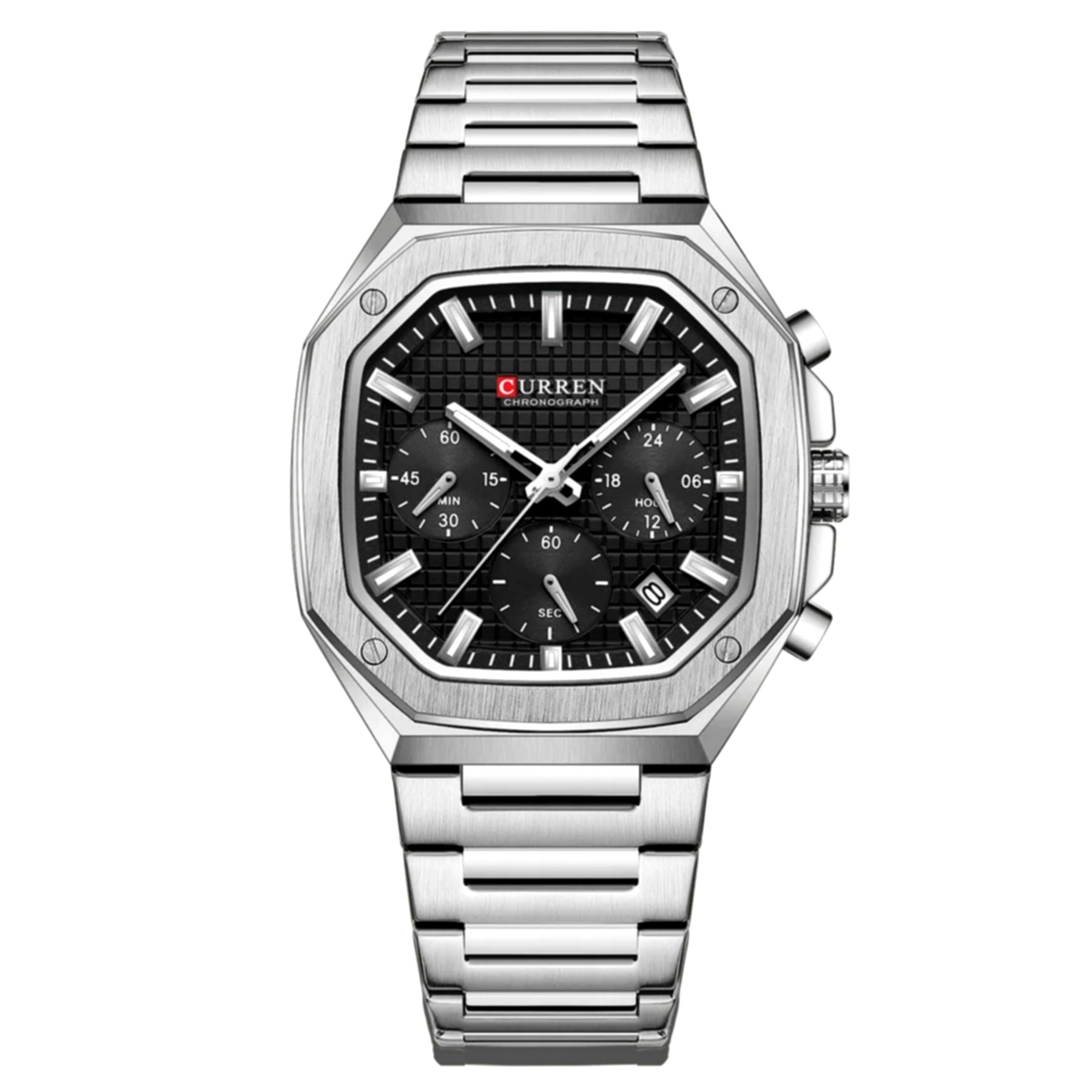 Relogio Masculino Casual Versatil Design Quadrado de Aco Inoxidavel Impermeavel