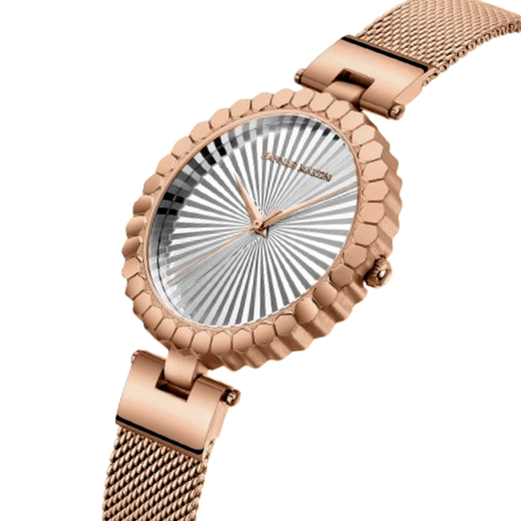 Relogio feminino movimento quartzo pulseira em malha de aco inoxidavel casual Rose Gold/Branco 2