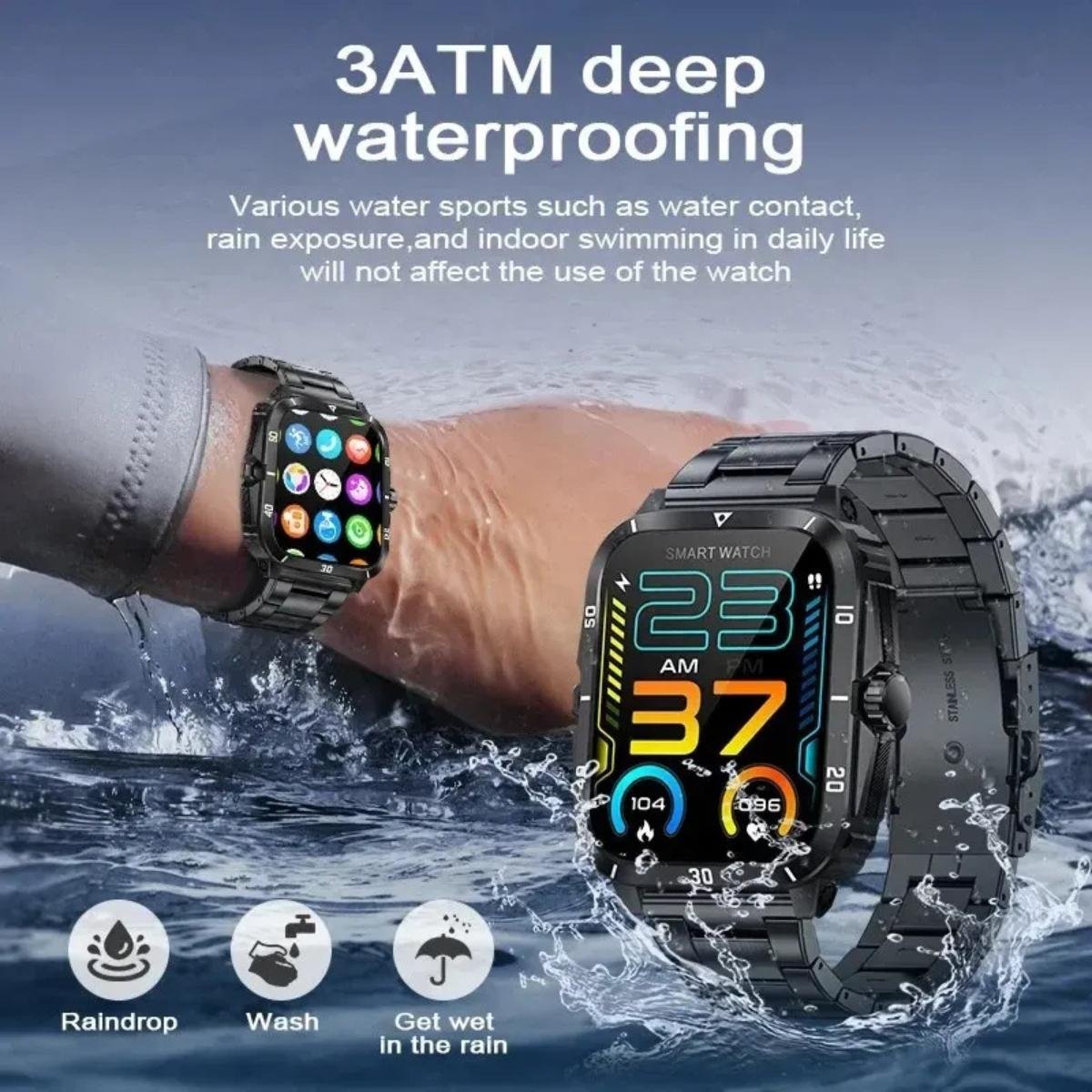 Relogio  1.96 tela , bluetooth chamada relogio 100 + esporte Preto/Dourado 2