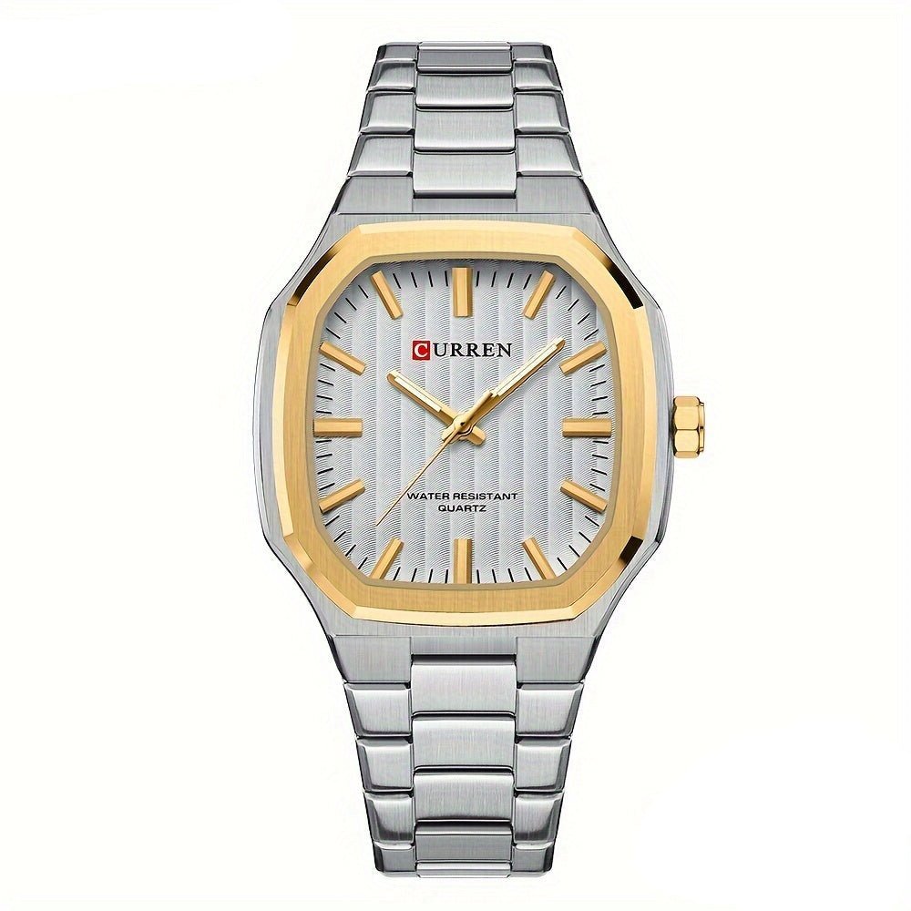 Relogio de Pulso Masculino Minimalista Quadrado de Quartzo de Aco Inoxidavel