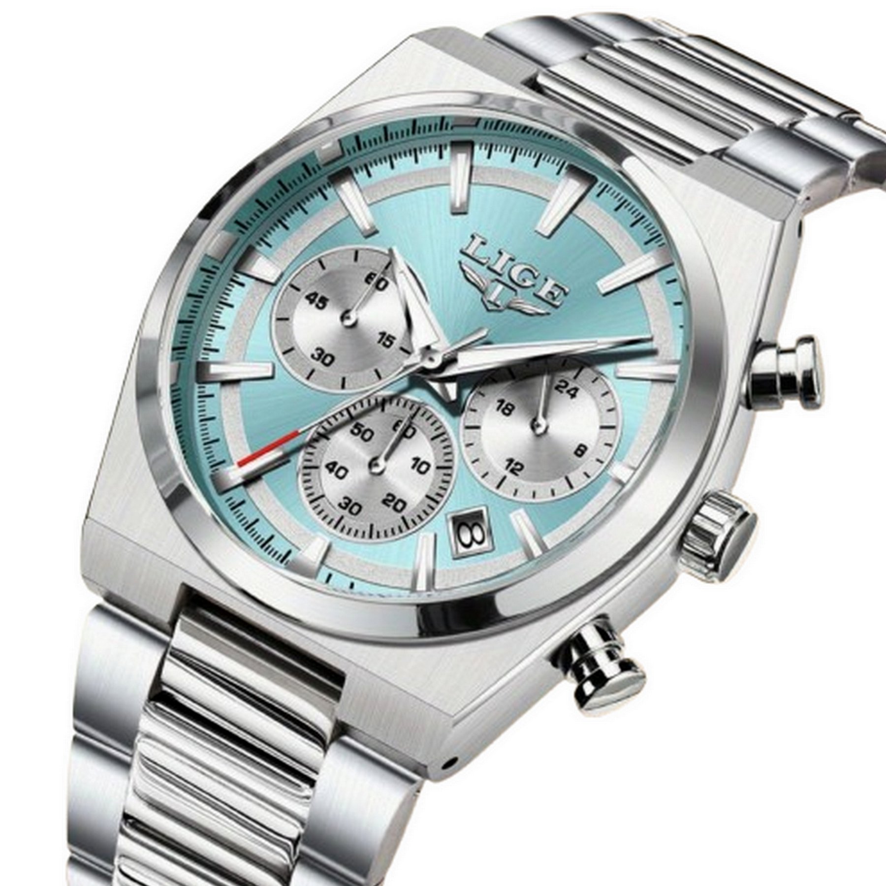 Relogio Esportivo Masculino Quartzo Multifuncional Sofisticado em Aco inoxidavel 3atm Prata 2