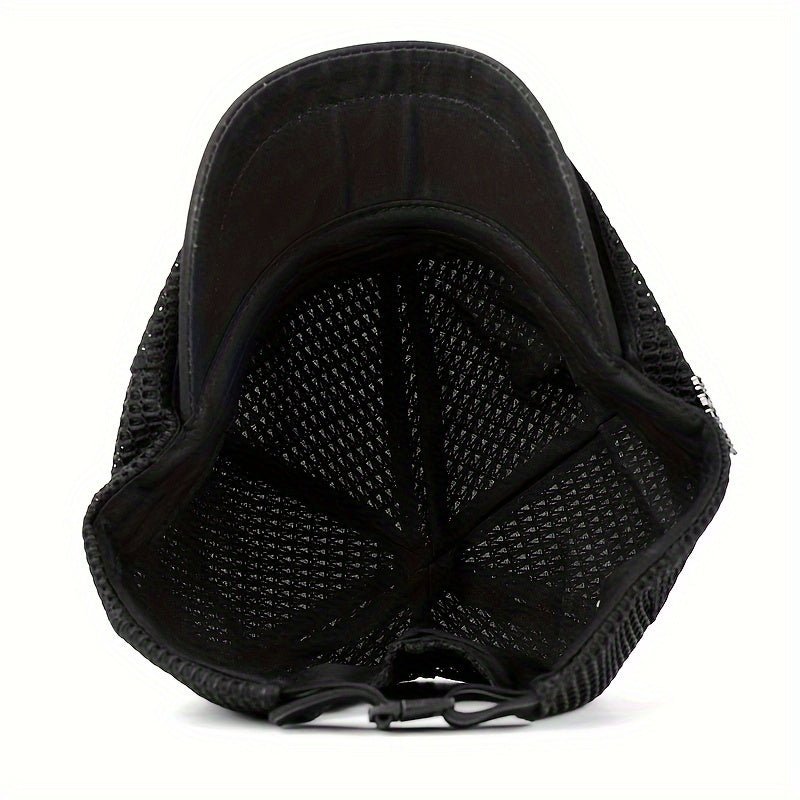 Bone Britanico de Malha Respiravel Estilo Casual Fashion Unissex Ajustavel Preto 3