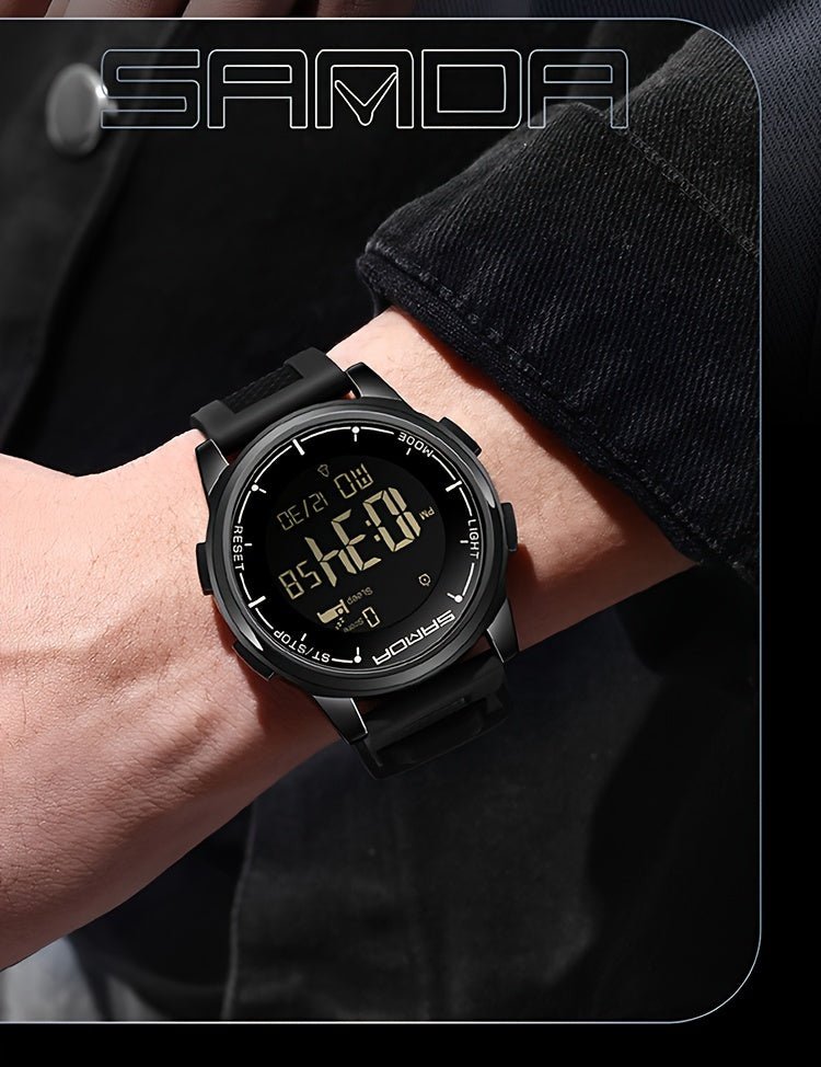 Relogio Masculino Multifuncional Mostrador Digital Design Esportivo Moderno Impermeavel Preto 2