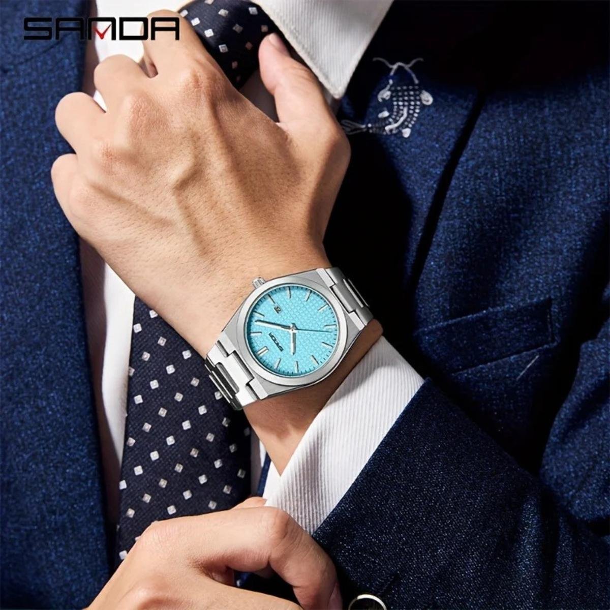 Relogio de Pulso 1152 Fashion Luxo com Pulseira em Aco Inoxidavel Prata 2