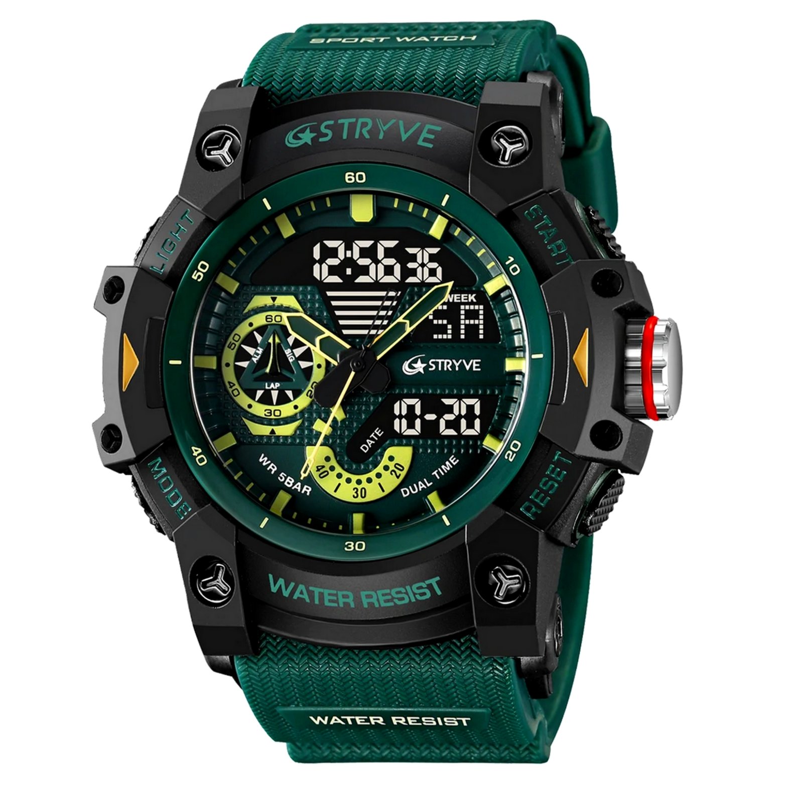 Relogio esportivo analogico-digital masculino design luminoso 5ATM impermeavel