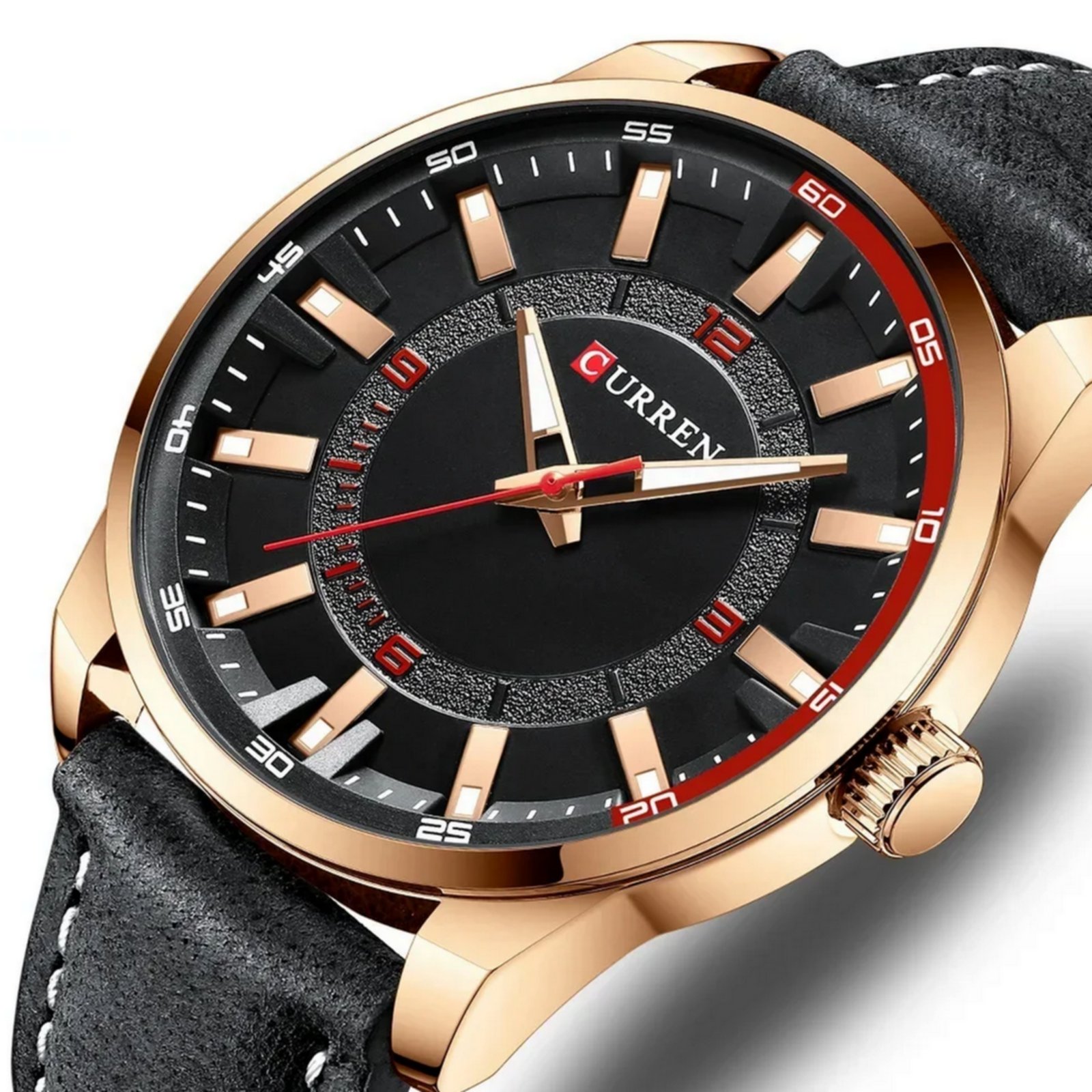 Relogio masculino de quartzo pulseira ecologica design casual esportivo a prova dagua Preto 2