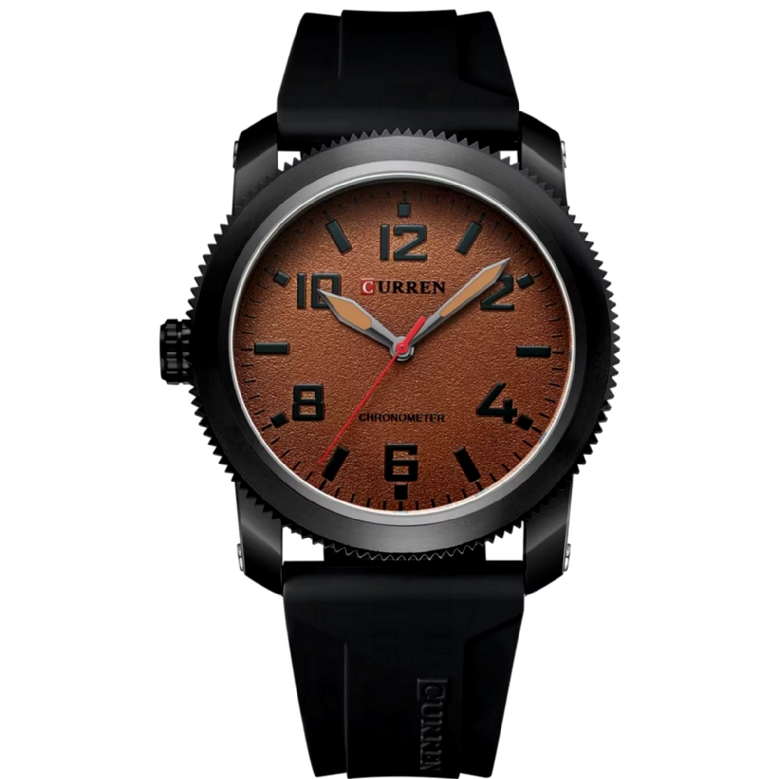 Relogio Masculino Mostrador Numerais Quartzo Pulseira de Silicone Impermeavel