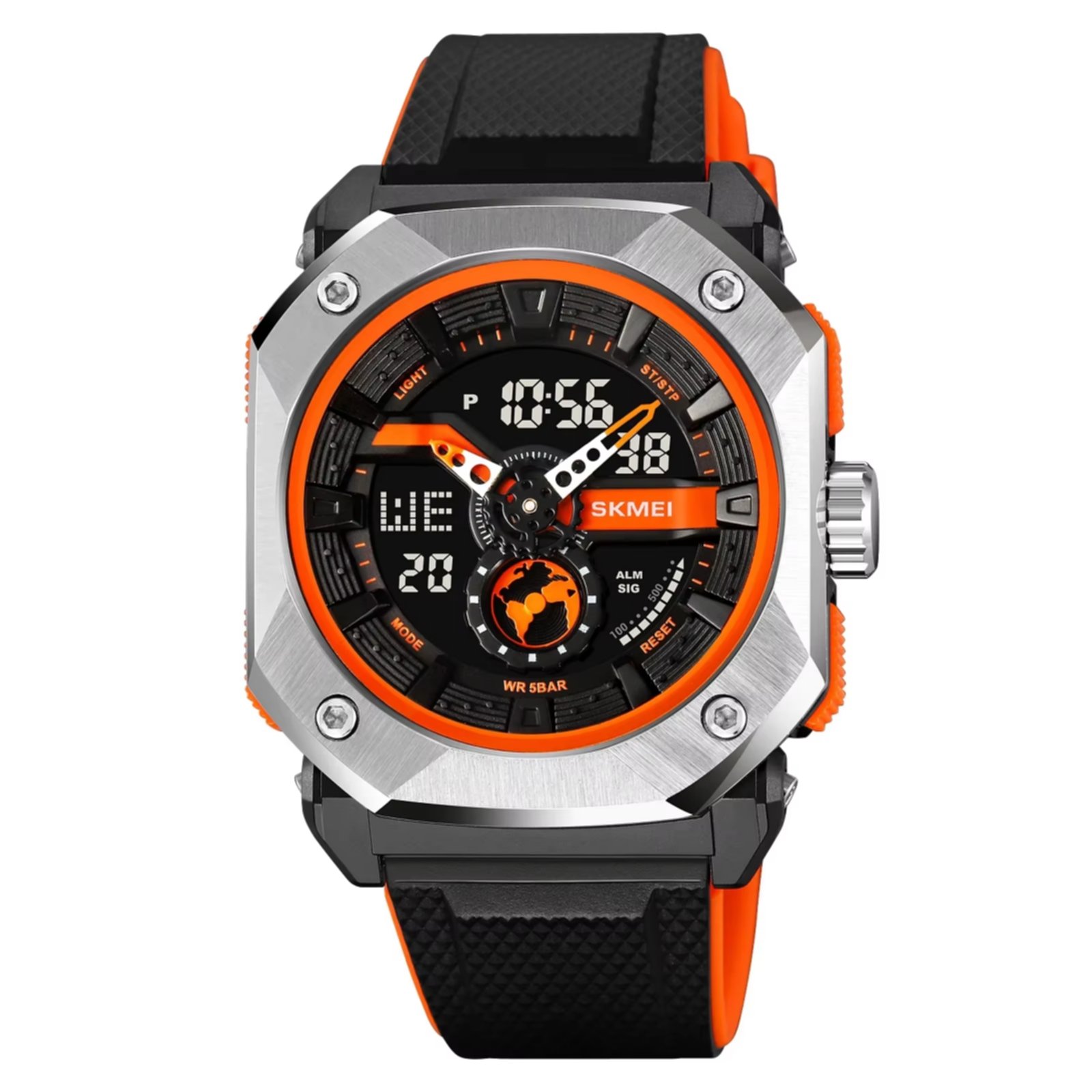Relogio esportivo Luz LED masculino cronometro impermeavel multifuncional