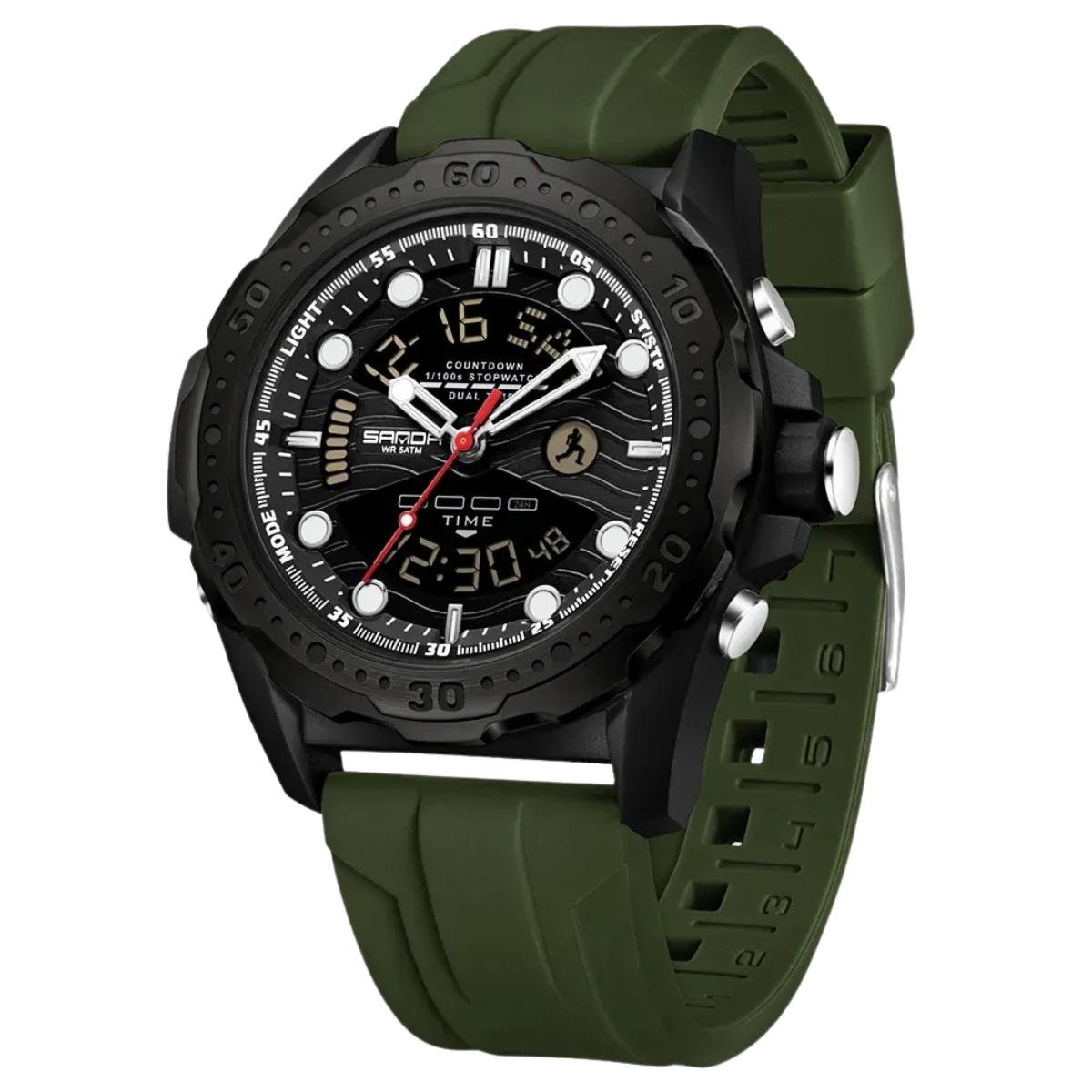 Relogio SANDA 3387 Moda de Quartzo A Prova D Aguatela com  LED