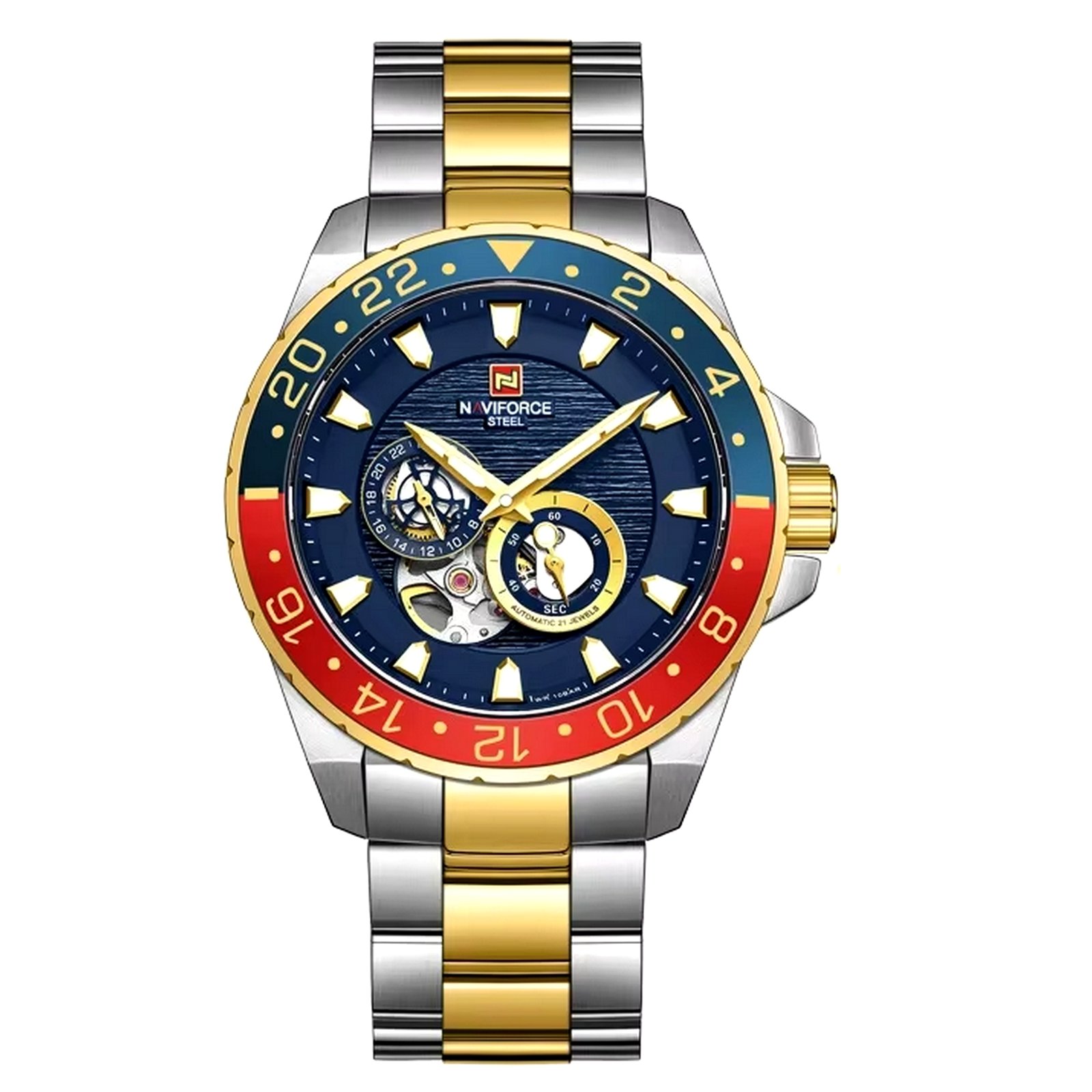 Relogio de pulso masculino mecanico automatico casual aco inoxidavel 10atm