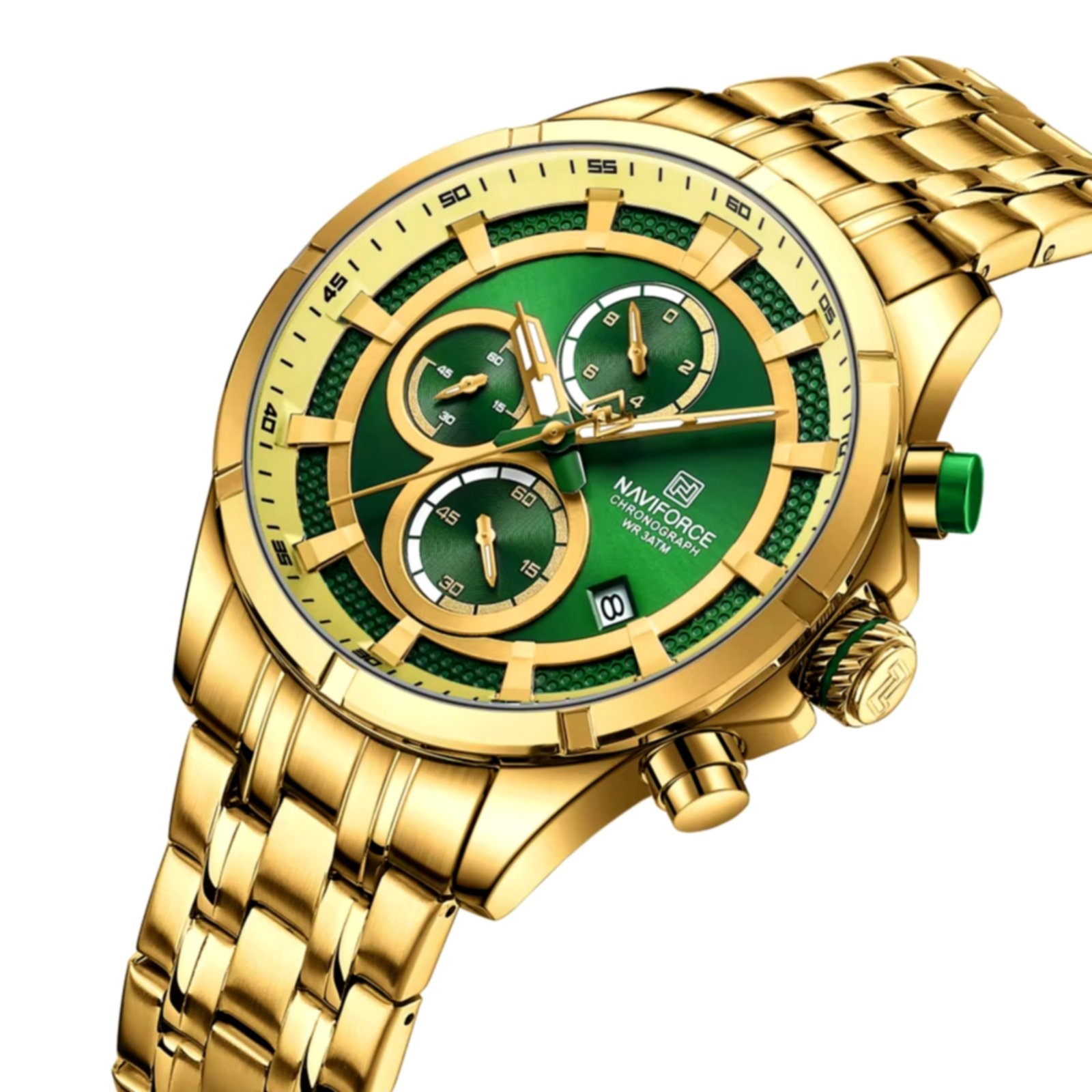 Relogio masculino de luxo negocios luminoso a prova dagua pulseira aco inoxidavel Dourado 2