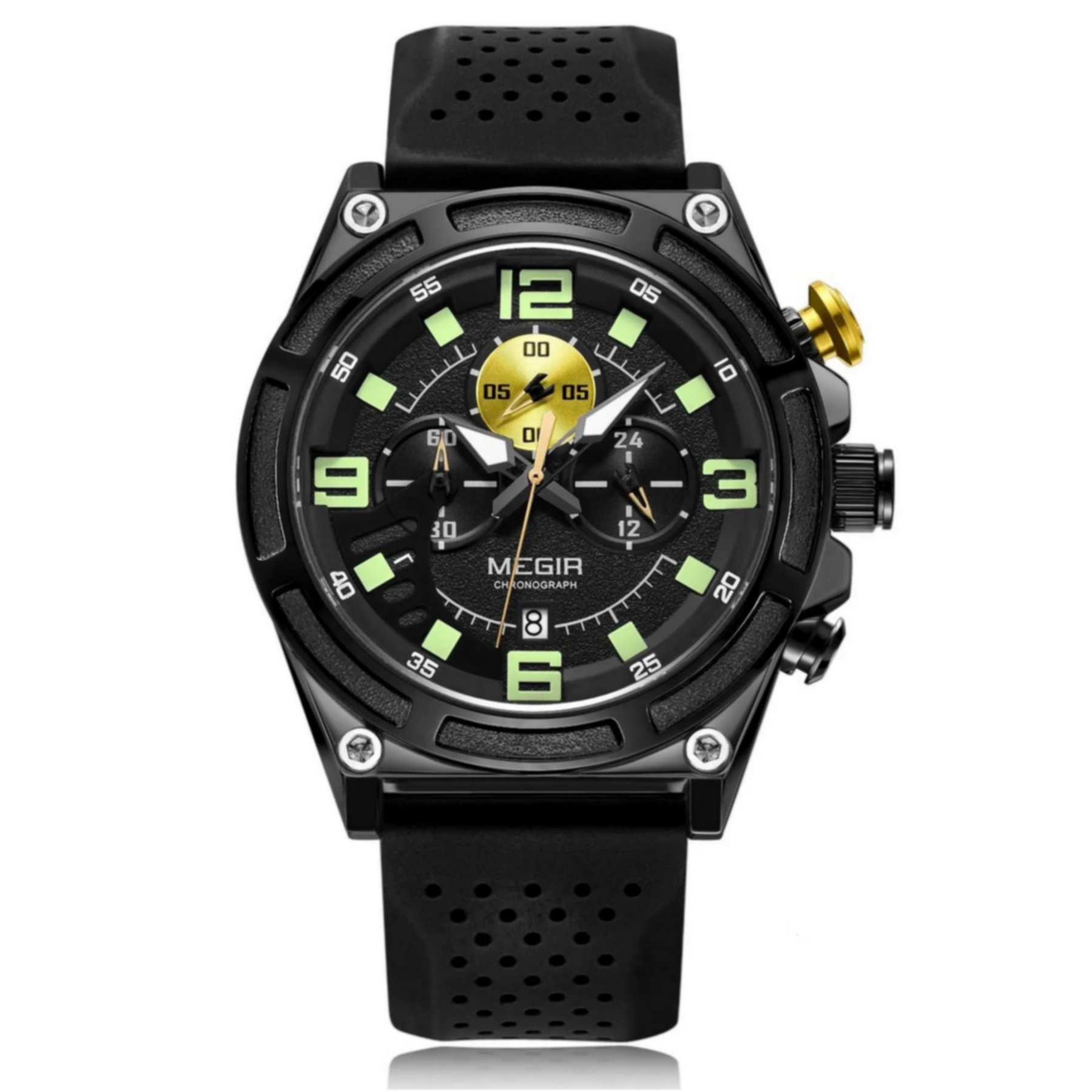 Relogio masculino com cronografo esportivo  a prova dagua  pulseira de silicone 