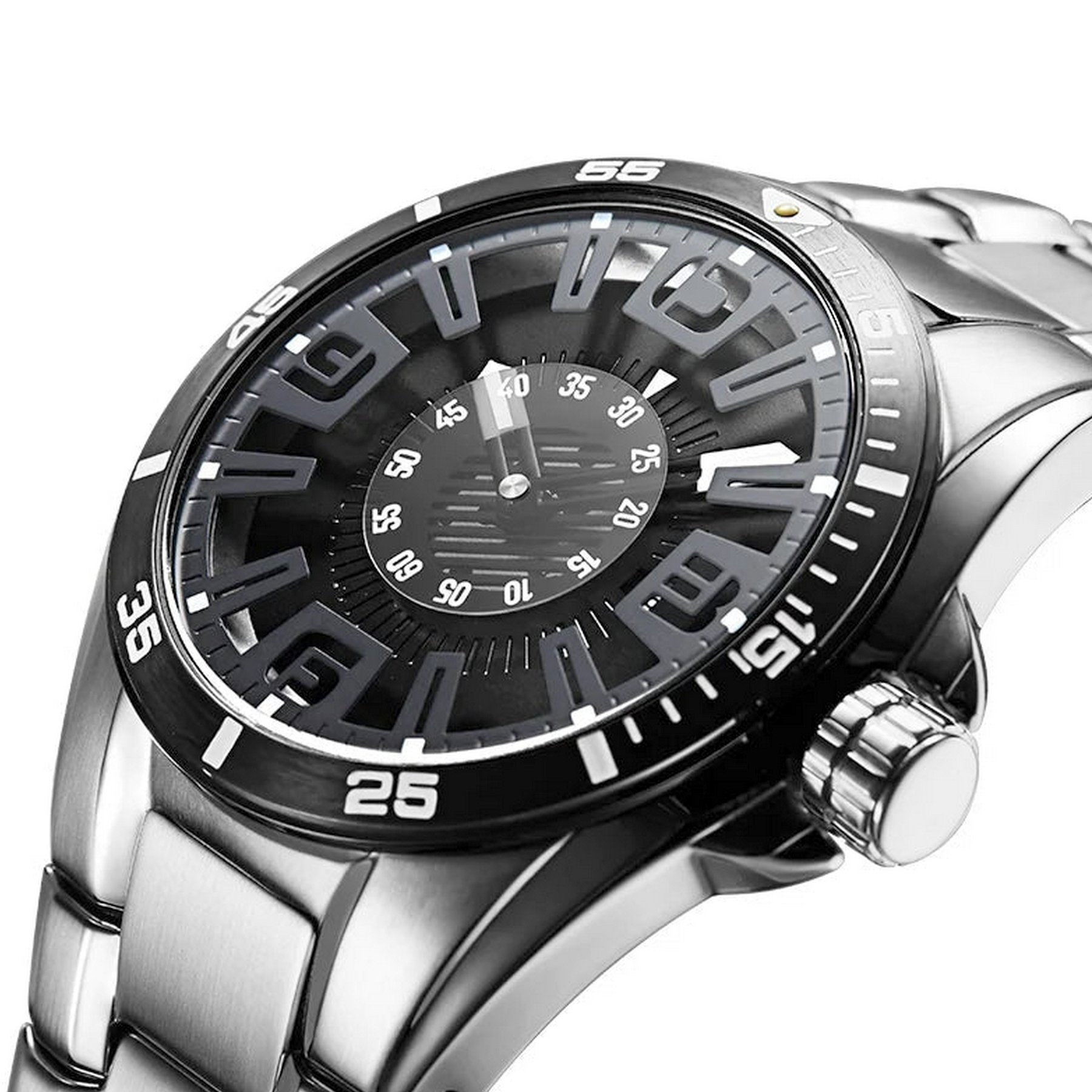 Relogio Masculino Esportivo Luminoso Impermeavel de Aco Inoxidavel Prata 2