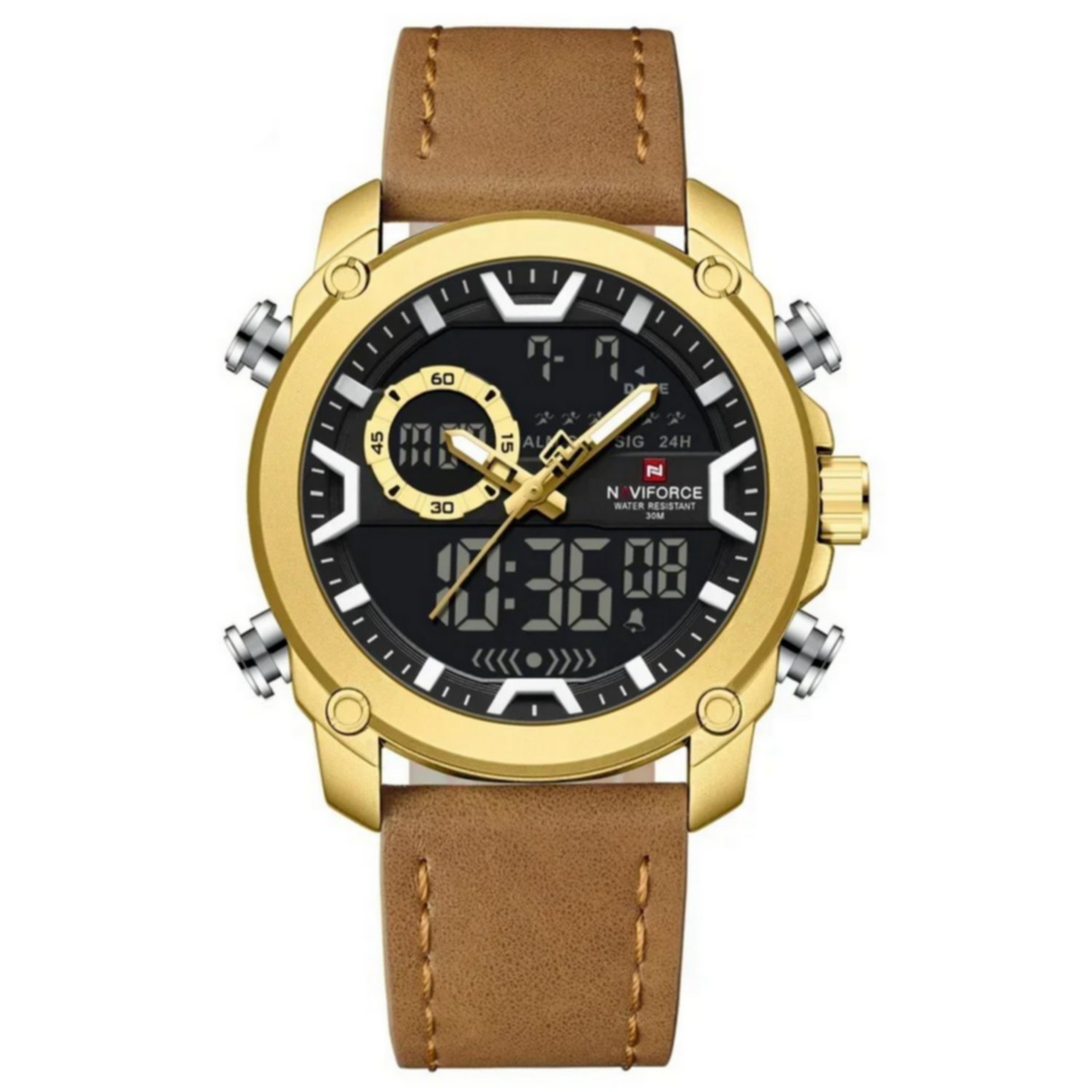 Relogio masculino negocios casual moda dupla exibicao esportivo