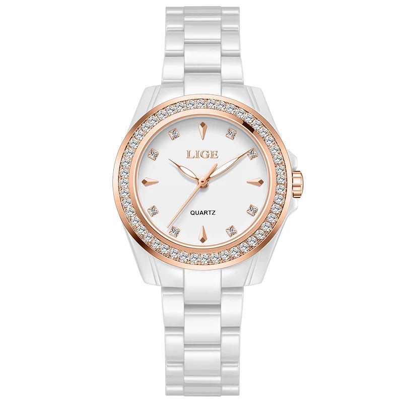 Relogio Feminino design luminoso ceramica vintage a prova dagua