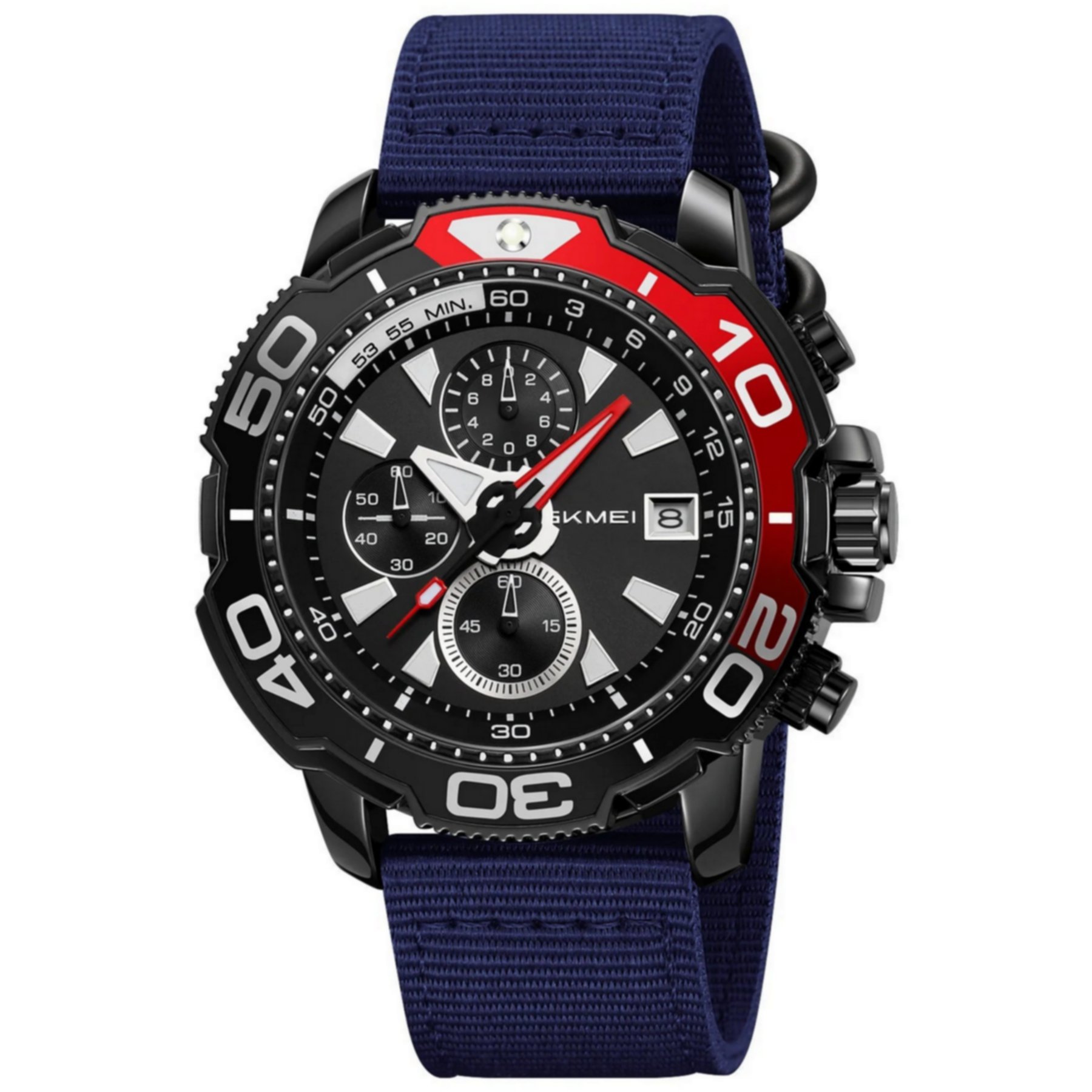 Relogio esportivo masculino pulseira de nylon 30m a prova dagua multifuncional
