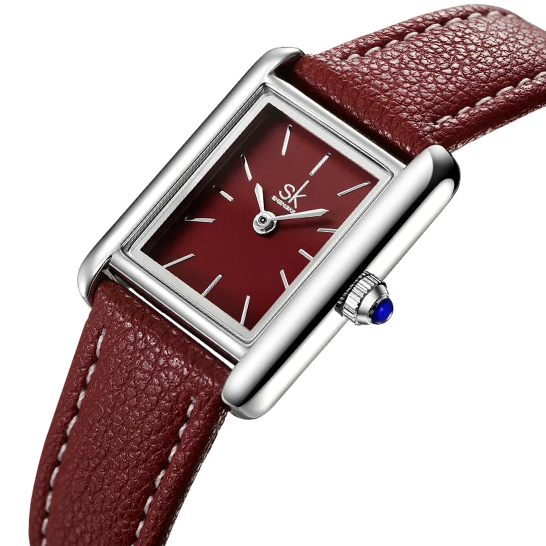 Relogio estilo de moda classico de pulso quartzo feminino design elegante Vermelho 2