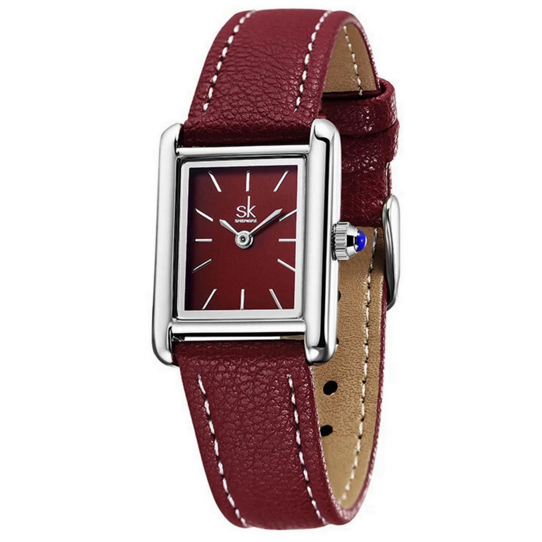 Relogio estilo de moda classico de pulso quartzo feminino design elegante Vermelho 3