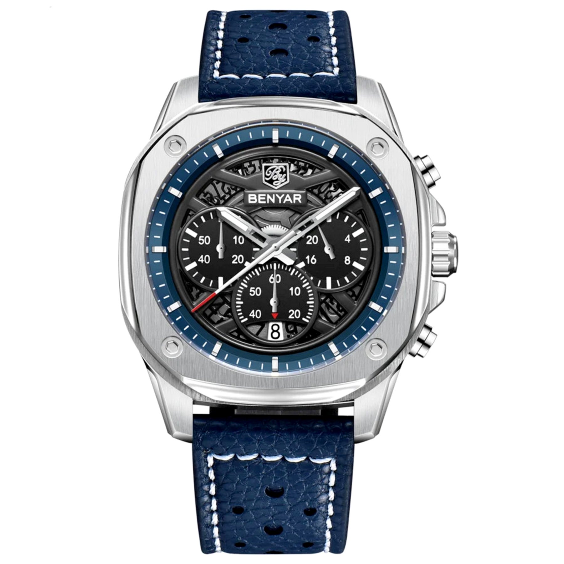 Relogio masculino design quadrado cronometragem quartzo 30m a prova dagua