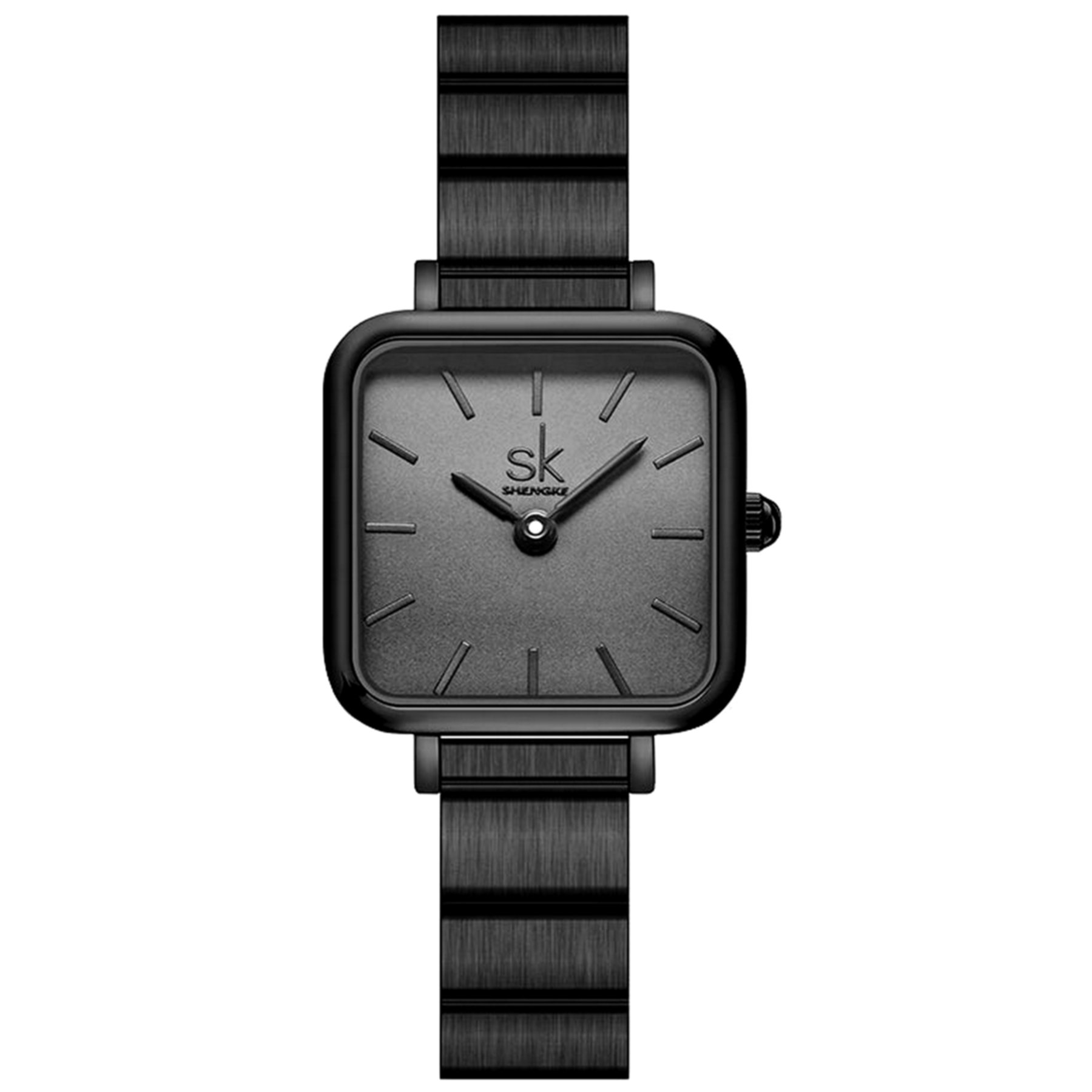 Relogio feminino design quadrado analogico em aco inoxidavel