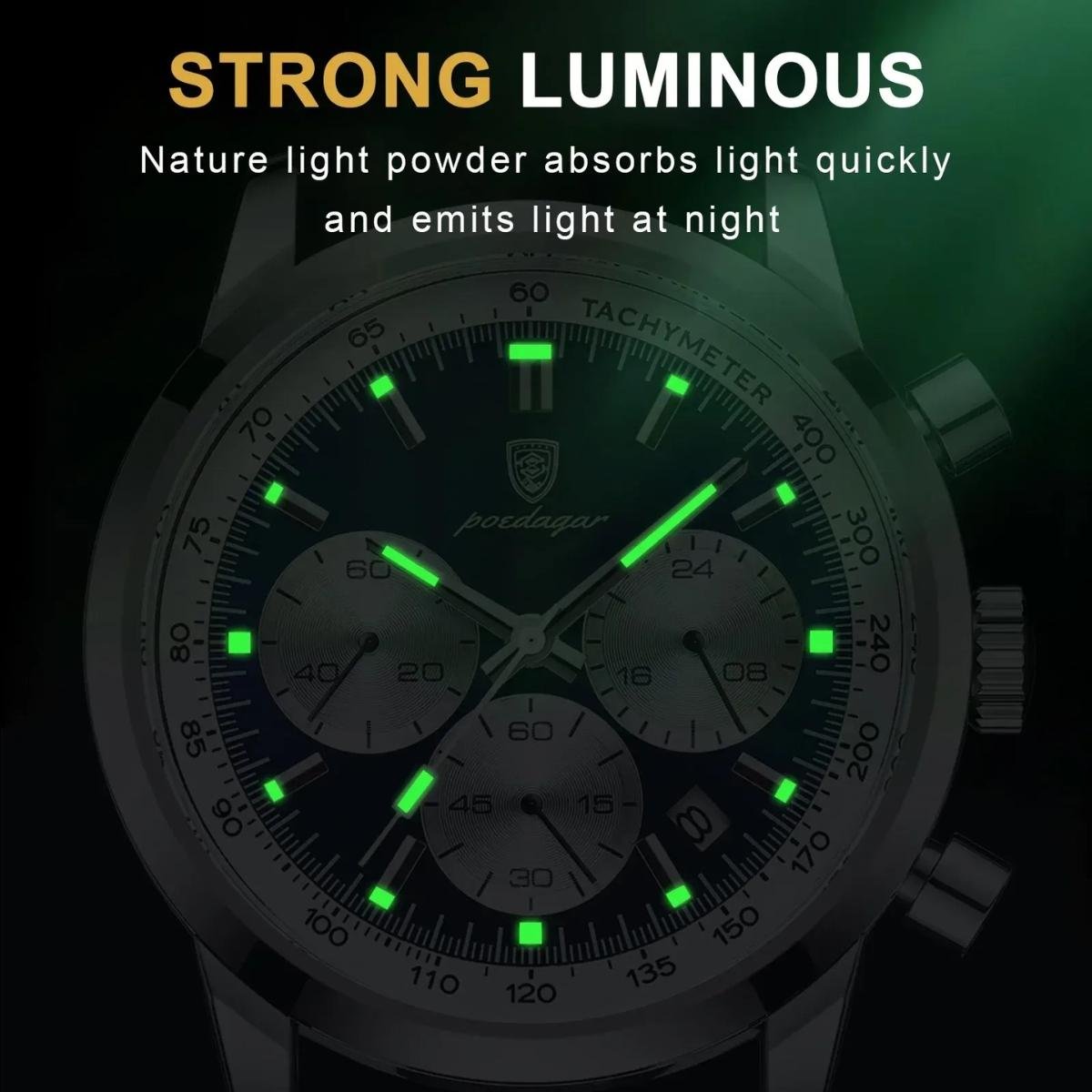 Relogio masculino cronografo Poedagar militar material Aco inoxidavel Marrom/Verde 2