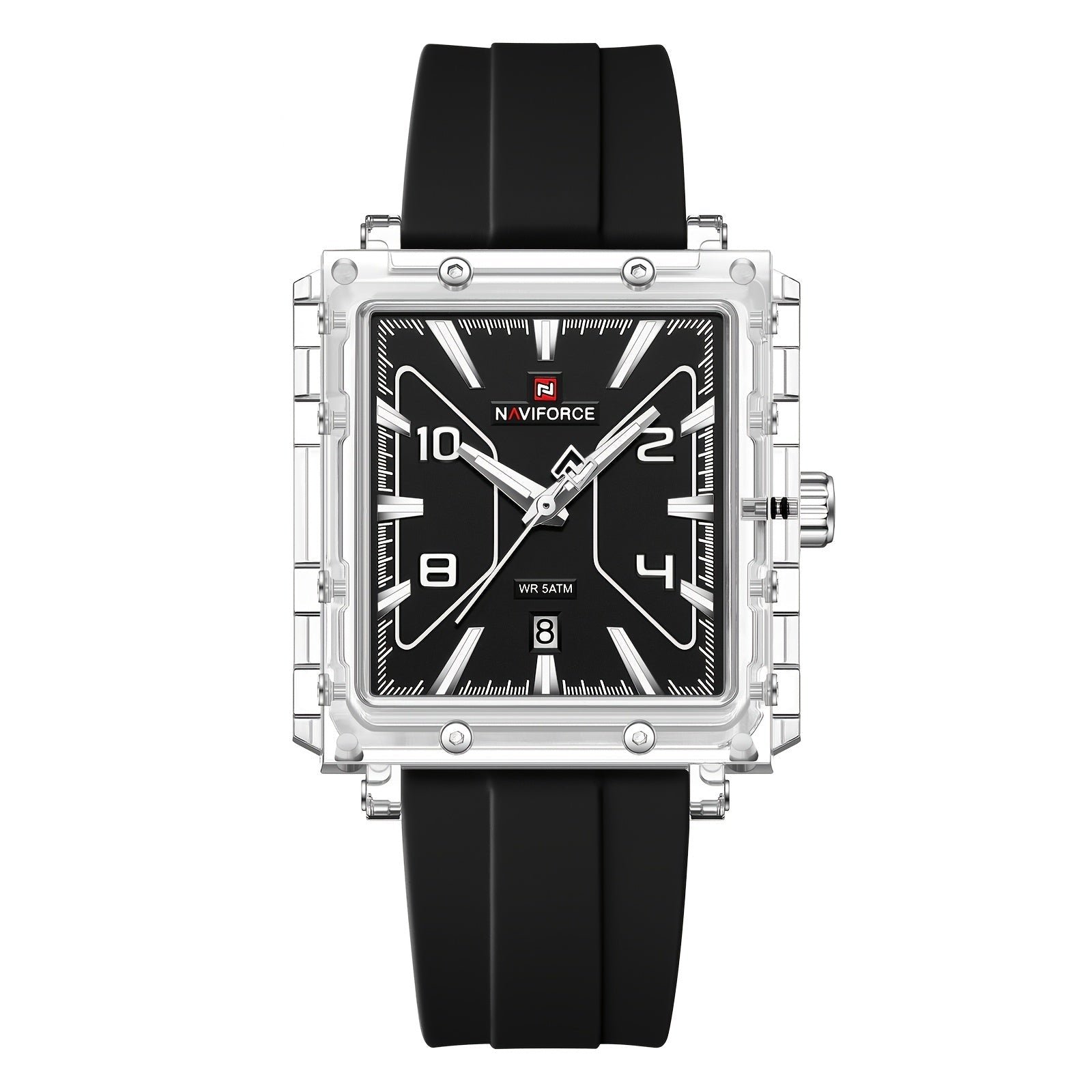 relogio masculino design quadrado luminoso pulseira silicone